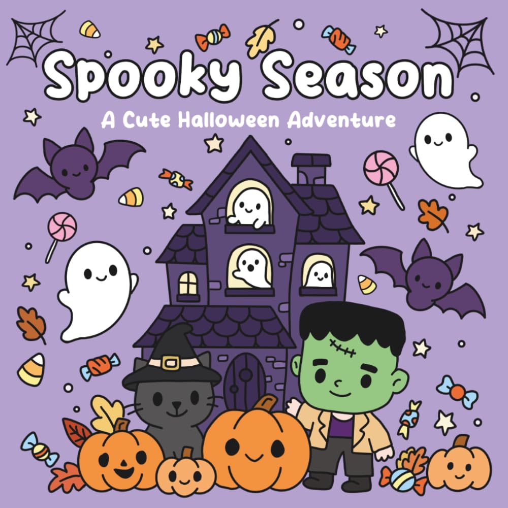 Spooky Season: A Cute Halloween Colouring Adventure, Boo Basket Gift, Halloween Colouring Book For All Ages, Cute Ghosts, Pumpkins, Kawaii Monsters
