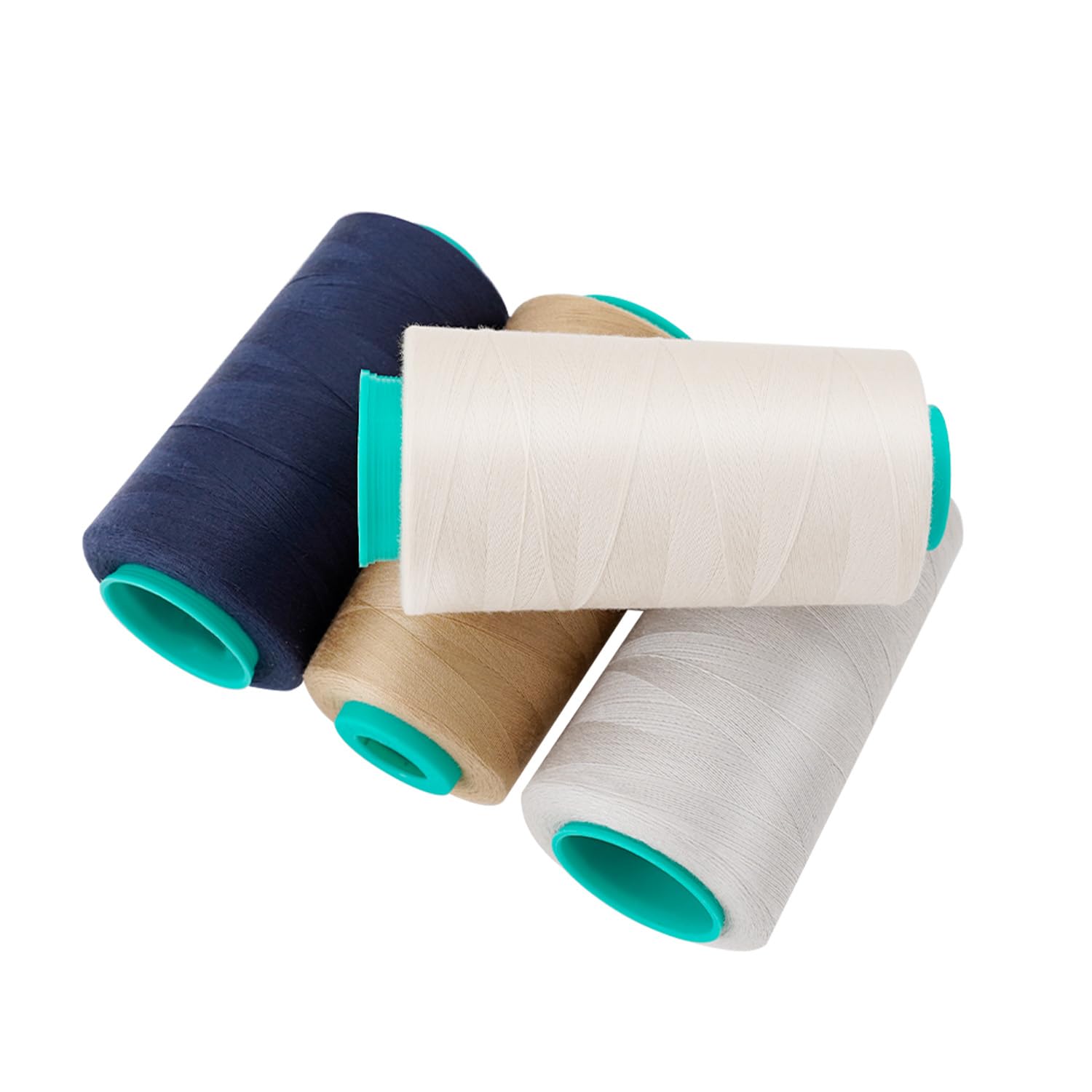 Conos de hilo de coser, paquete de 4 unidades, 3000 yardas, hilo de poliéster multiusos para coser, acolchar, máquinas de soldar, overlock, bordado (caqui, azul marino, gris claro, beige)