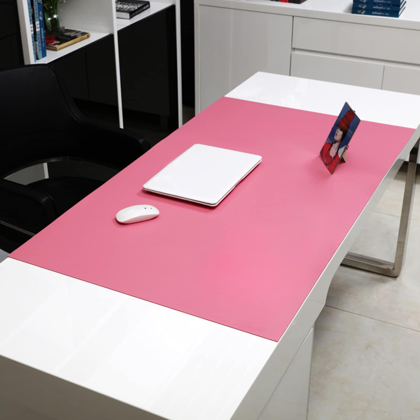 Multifunzionale Antiscivolo Tappetino Mouse Ergonomico Gioco Sottomano Da Ufficio Per Tastiera E Mouse,Grande PU Cuoio Sottomano Da Ufficio,Espanso Tappetino Mouse-Rosa. 120x60cm(47x24inch)