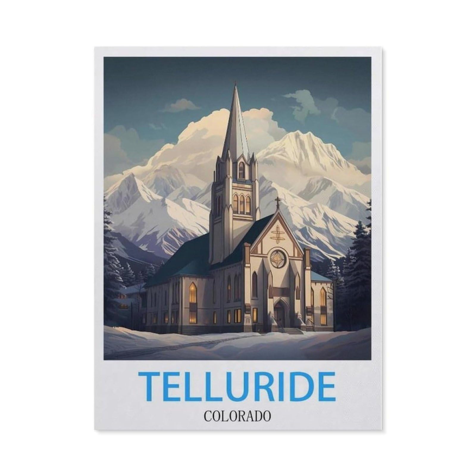 Beayodkp （50 X 60 Cm/19.68 X 23.62 Inches） Diy Diamond Art Kits，Telluride Colorado Vintage Travel Posters，Full Drill Round Rhinestone Diamond Art Painting Accessories, Cross Stitch Embroidery Canvas For Crafts Home Wall Decor）-Cc95