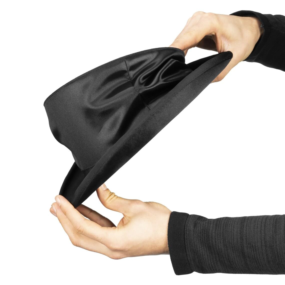 Maskworld Hochwertiger Klappzylinder - Chapeau Clacque - klassisch festlich elegant - Damen & Herren - Schwarz - Höhe: 12,5 cm - handgefertigt in Deutschland - Hut-Manufaktur