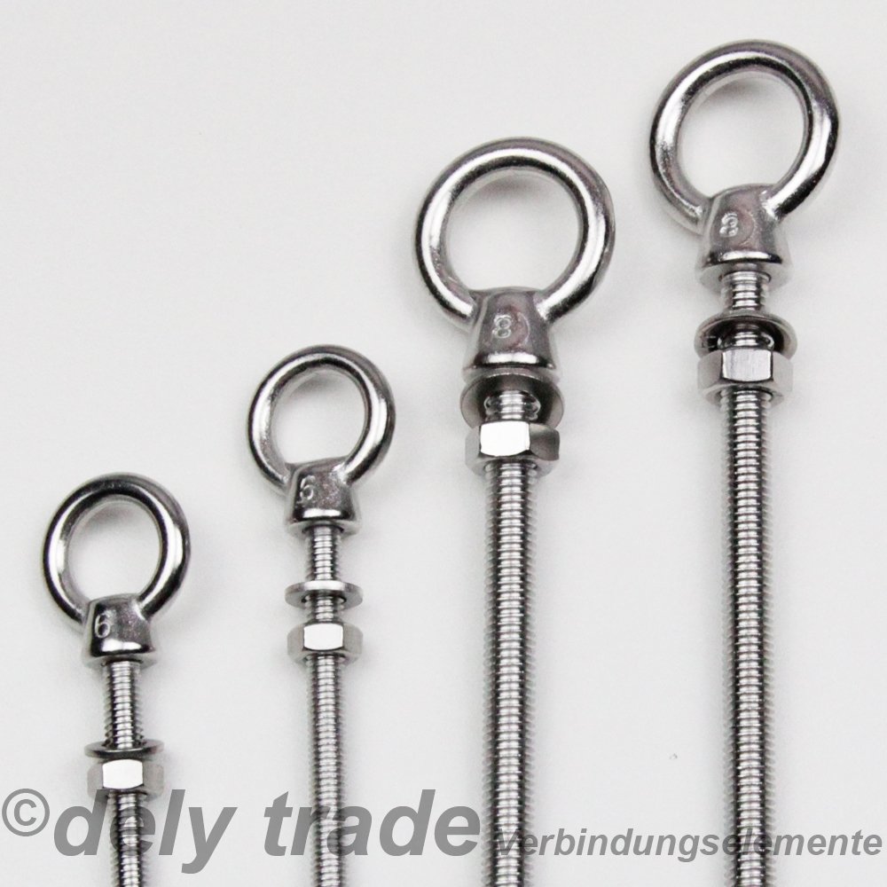 12 Viti Occhielli M6x80mm In Acciaio Inox 304 - Gancio Autofilettante - Foto 4