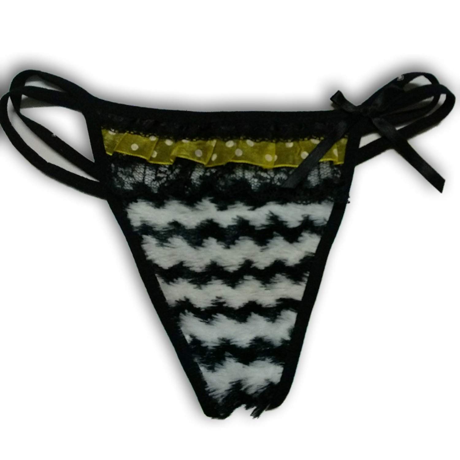 Women Striped Thong Sexy 95364 Black Fun-image-5