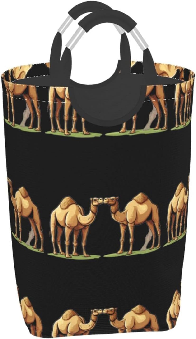 Two camels Foldable storage bag, 50L capacity, suitable for laundry room, dormitory bedroom, dirty clothes storage basket.