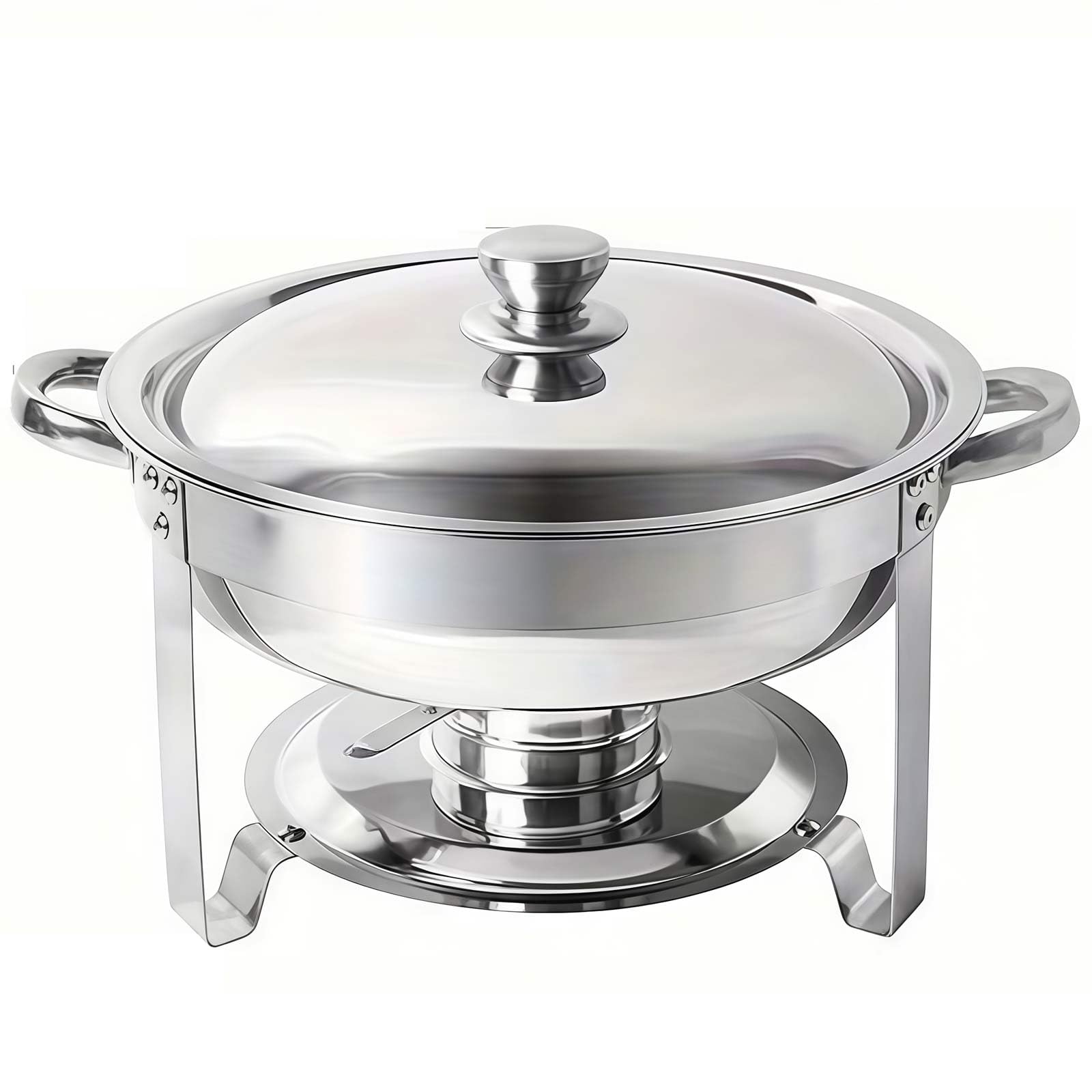 Chafing Dish Set, Edelstahl Speisenwärmer mit Deckelhalter, 4.5L Rund Buffet Warmhaltebehälter für Gastronomie, Party, Hochzeit