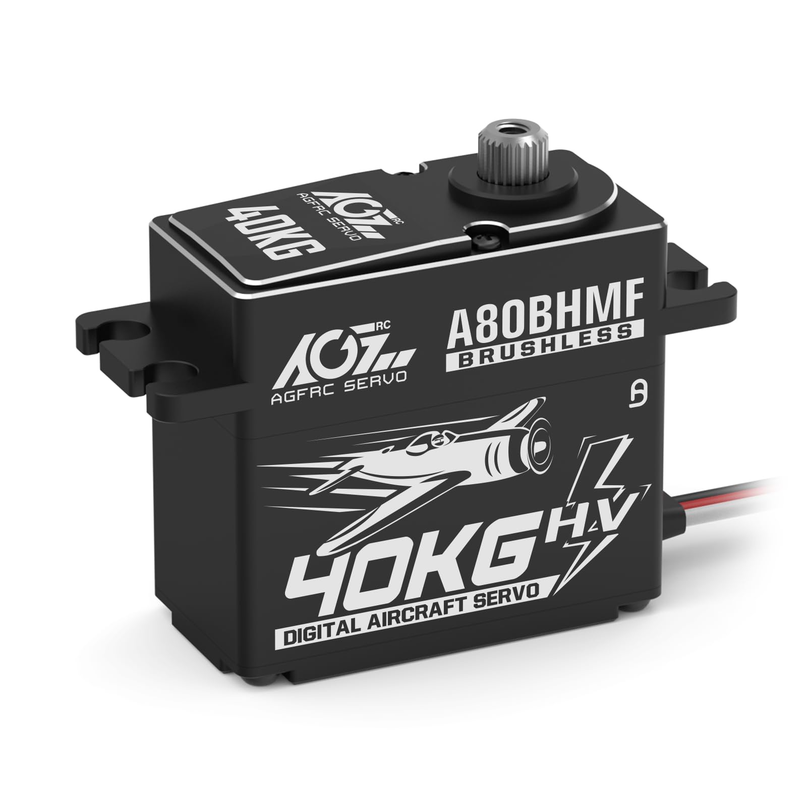 AGFRC 40KG High Toruqe RC Servo - Steel Gear Programmable Digital Brushless Standard Servo for 30-200CC RC Airplane(A80BHMF Aircraft)