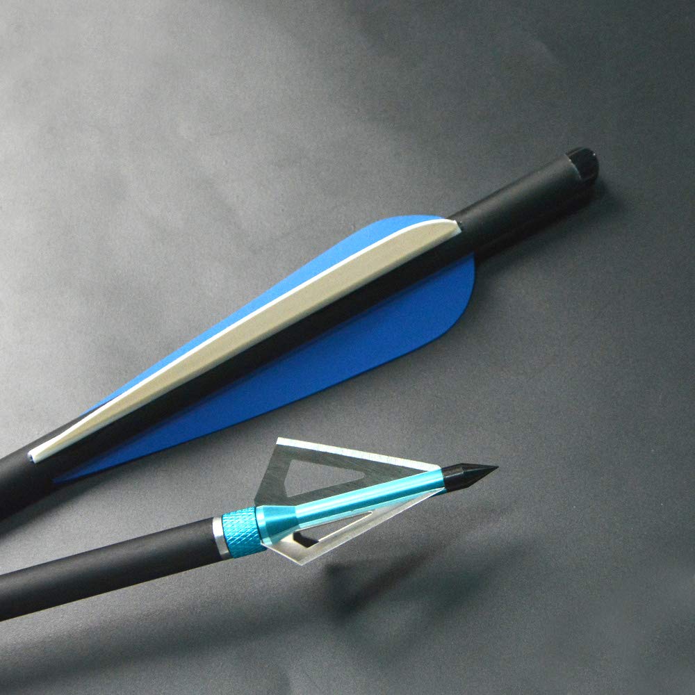 Flèche Arc ZSHJG ZSHJG 6pcs Chasse Pointes De Flèches 2 Lames Broadheads 150Grains Arbalète De Chasse