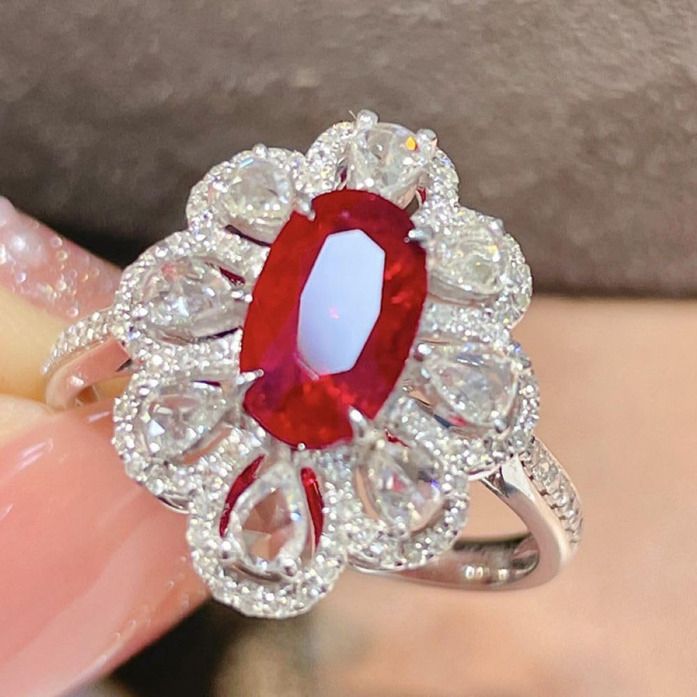Viyuroyk 925 Sterling Silver Shining Ruby hollowed-out multi-diamond ring Wedding ring Engagement ring CZ ring Emerald cut rings Diamond Rings Women jewelry rings statement - Image 4