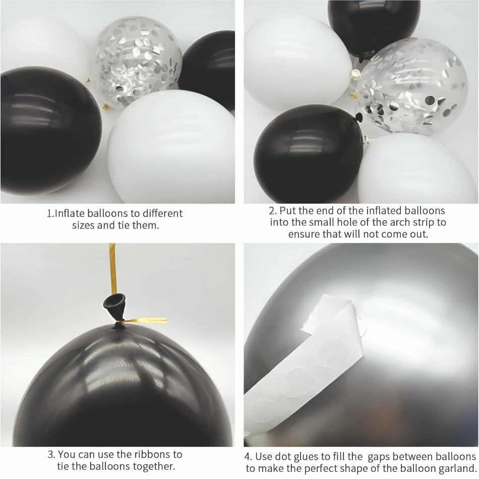 Image of Happy Birthday Balloons Decoration Kit - 44 Pcs Black & Silver Balloon Garland Set for Birthday Parties & Celebrations | Birthday Decoration Set for Celebrations for Kids & Adults