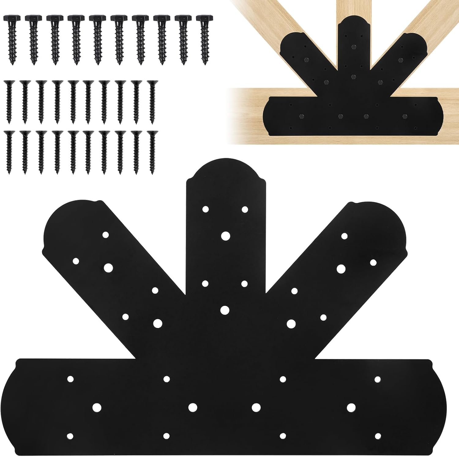 2PCS Gable Plate, 16.5"x11" Gable Bracket Pergola Truss Roof Plate Heavy Duty Carbon Steel Mending Plate for Repairing Fixing Connecting Wood Beam