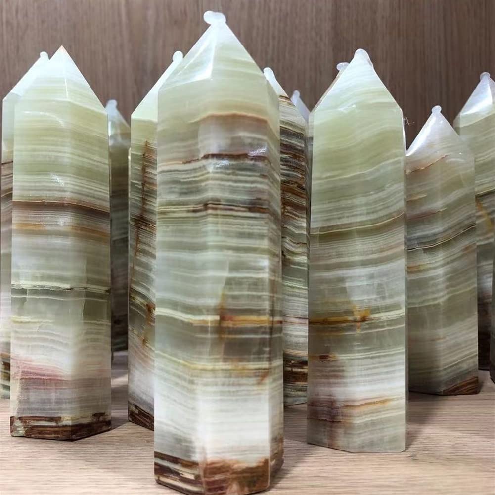 WARTHY 1 Piece Natural Crystal Afghan Jade Obelisk Quartz Wand Green Power Stones Suitable for Home (Color : 1pc, Size : 10-14cm)