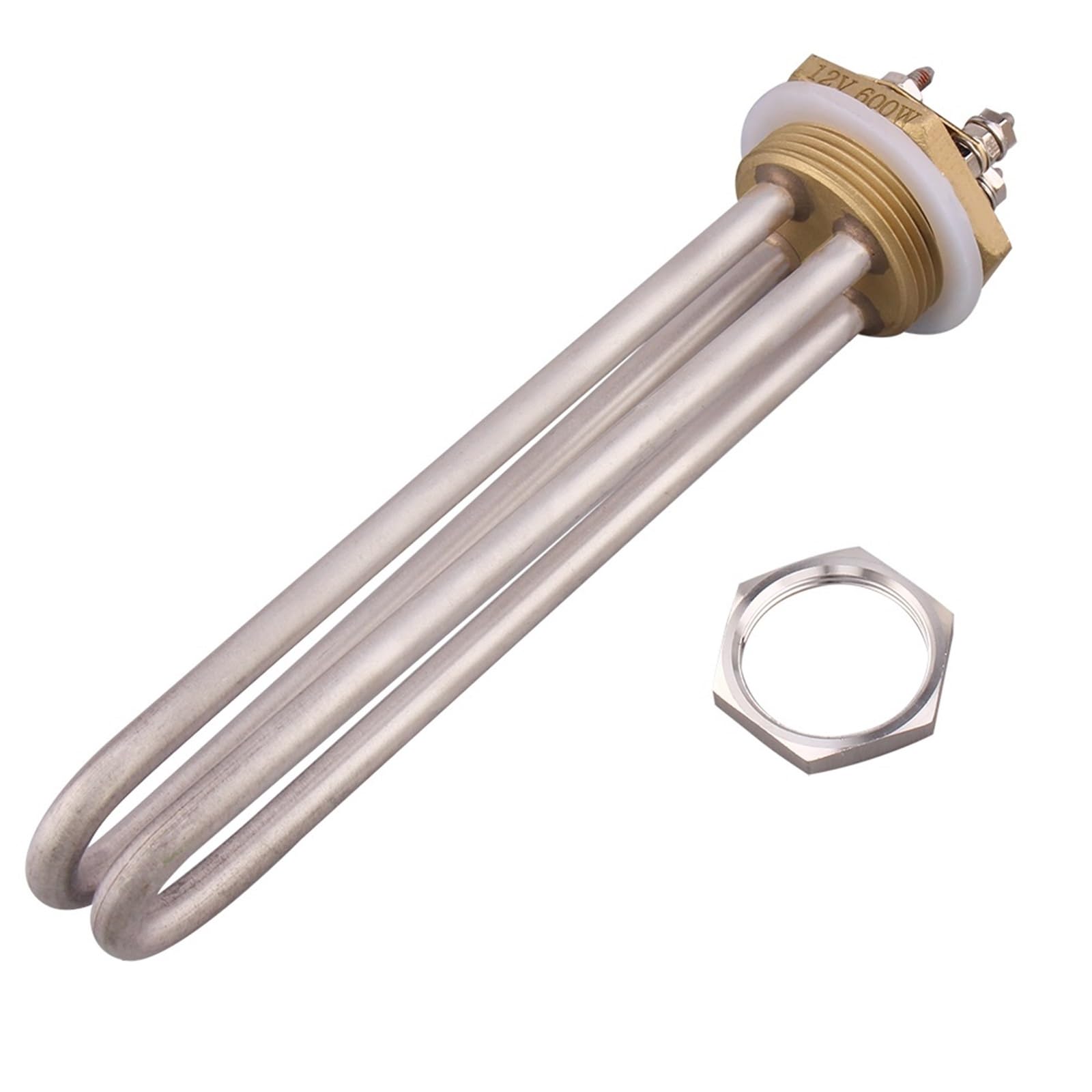 300 watt 600 900 1500 DC Rohrförmige Elektrische Heizung Wasser DN32 Messing Gewinde Heizelement 12 v 24 48 1 Stücke(Silver,12V 300w)