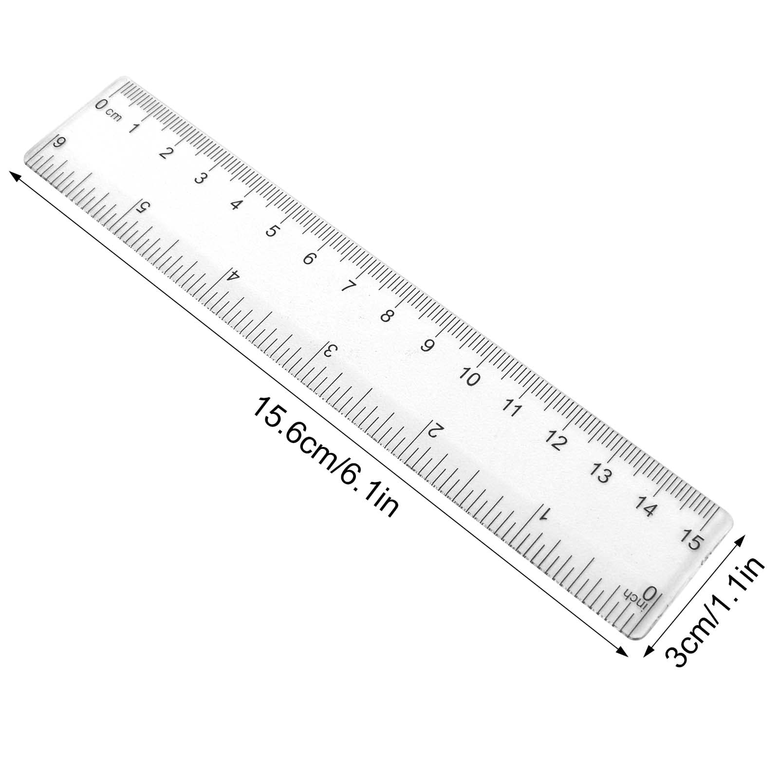Lot De 8 Règles En Plastique Transparent 15 Cm - Double Échelle Cm/pouces | Fournitures Scolaires Et Bureau