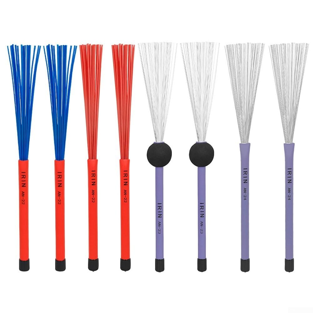 Spazzole per batteria in filo di acciaio, ideali per esibizioni musicali soft AN 22, AN 23, AN 24 (AN23Purple)