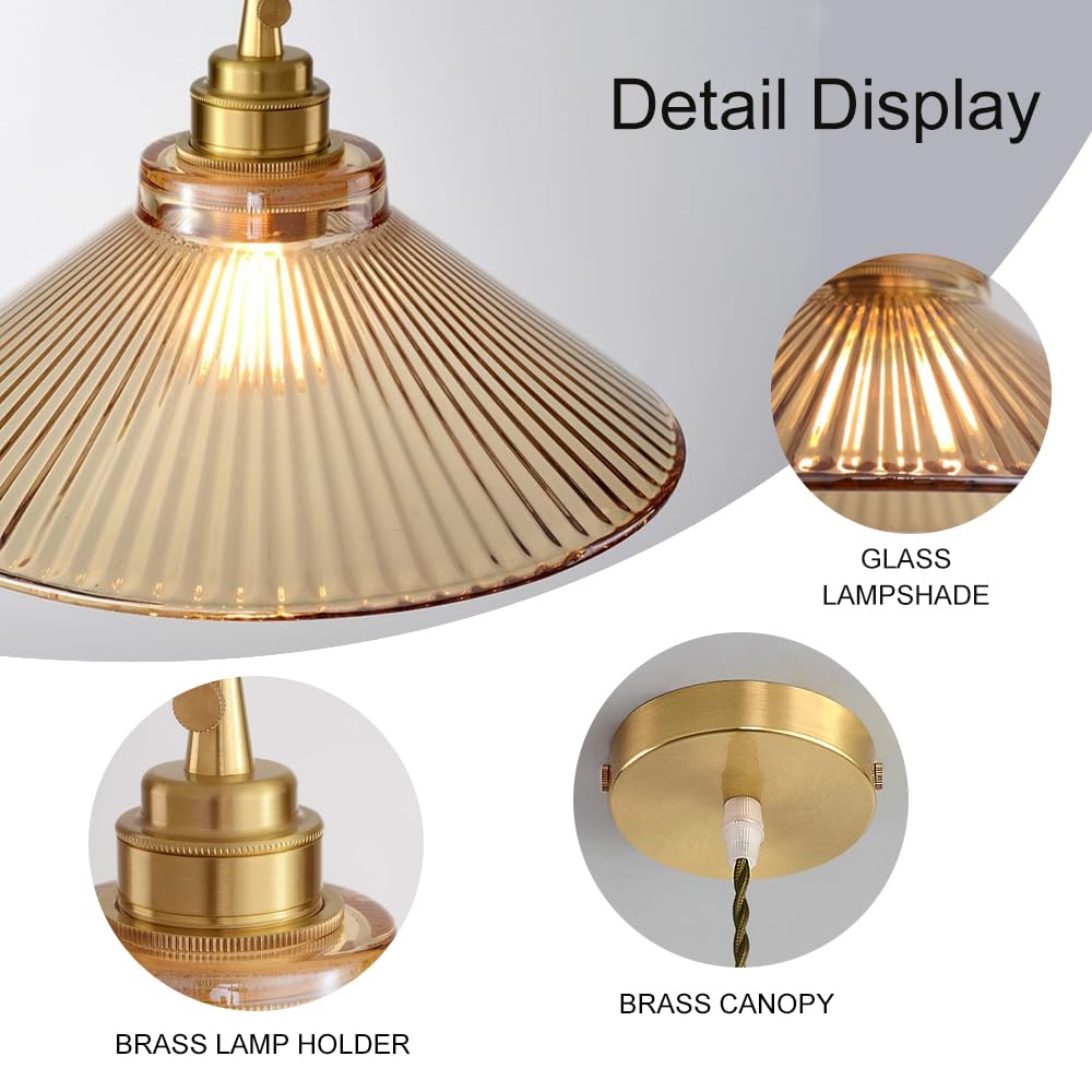 Lámparas de techo colgantes modernas de vidrio ámbar para comedor, Isla de cocina, iluminación de vidrio, pantalla de lámpara colgante para Sala de estar