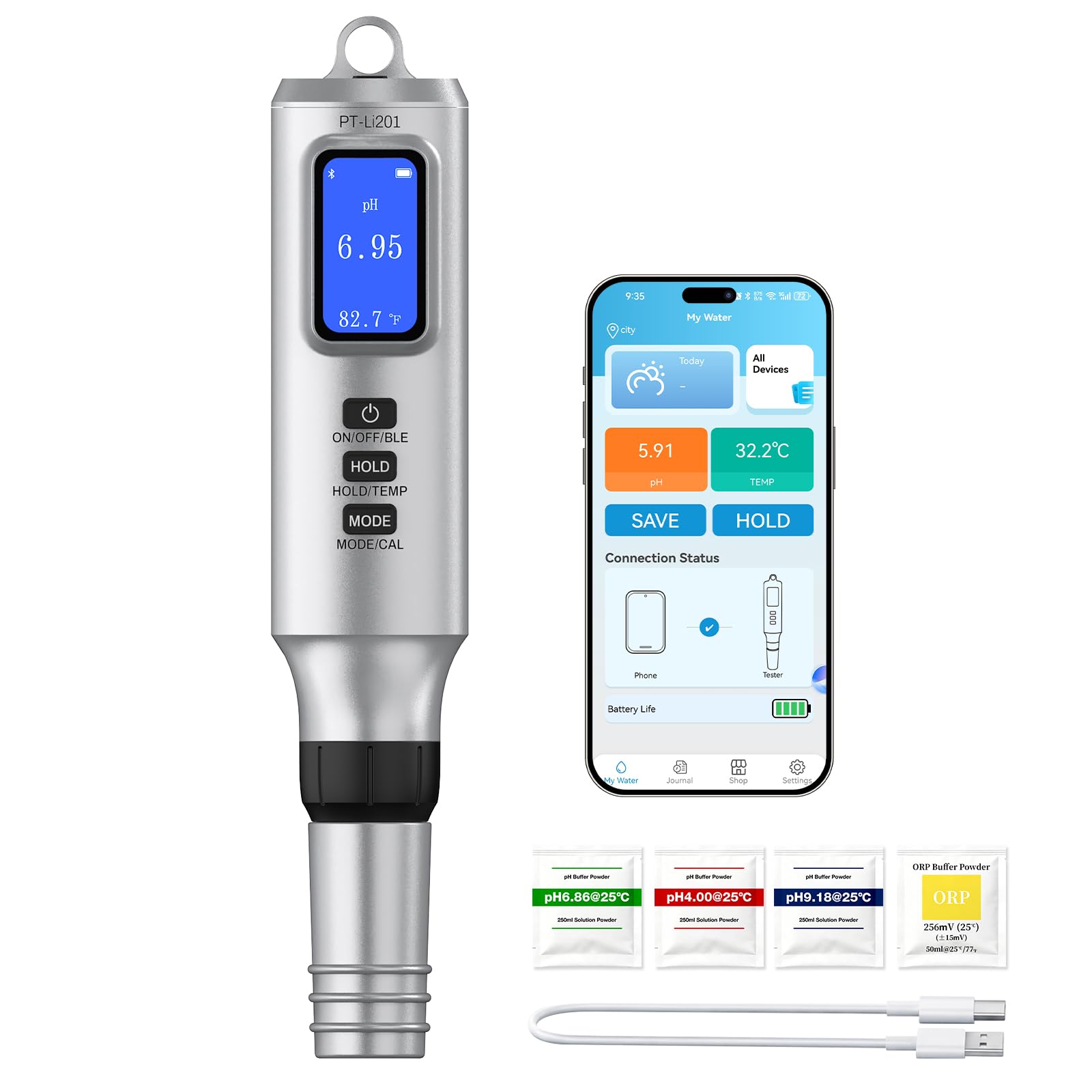 Smart Pool Salt Tester - 7-in-1 Water Quality Monitor -1