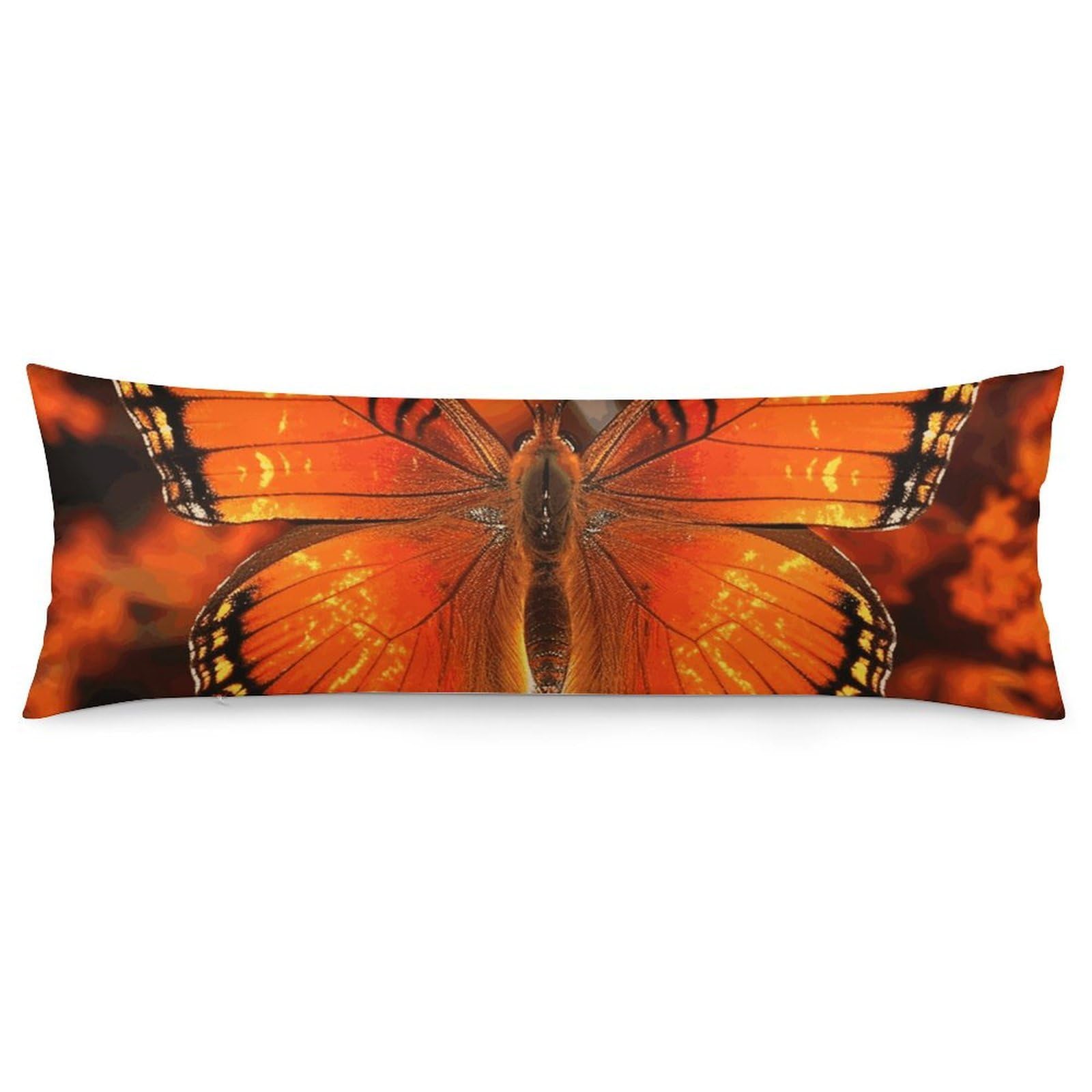2 Pack Pillow Cases for Hair and Skin, Soft Breathable Pillow Case Covers with Hidden Zipper, Orange Butterfly Pillowcase 20"x54" Pillow Covers for Sleeping Gift