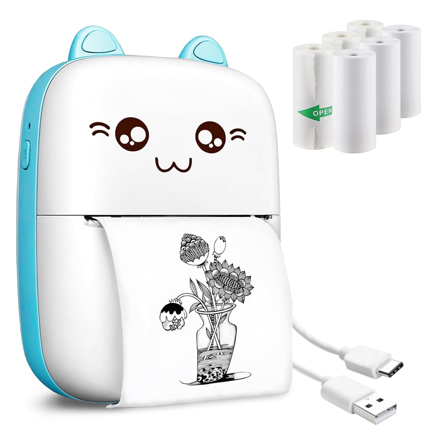 Mini Pocket Printer with 11 pcs Thermal Paper Roll, Portable Wireless Bluetooth Printer for Android & iOS, Inkless Instant Printing for Notes, Photos & Labels (11 Extra roll).-image-48