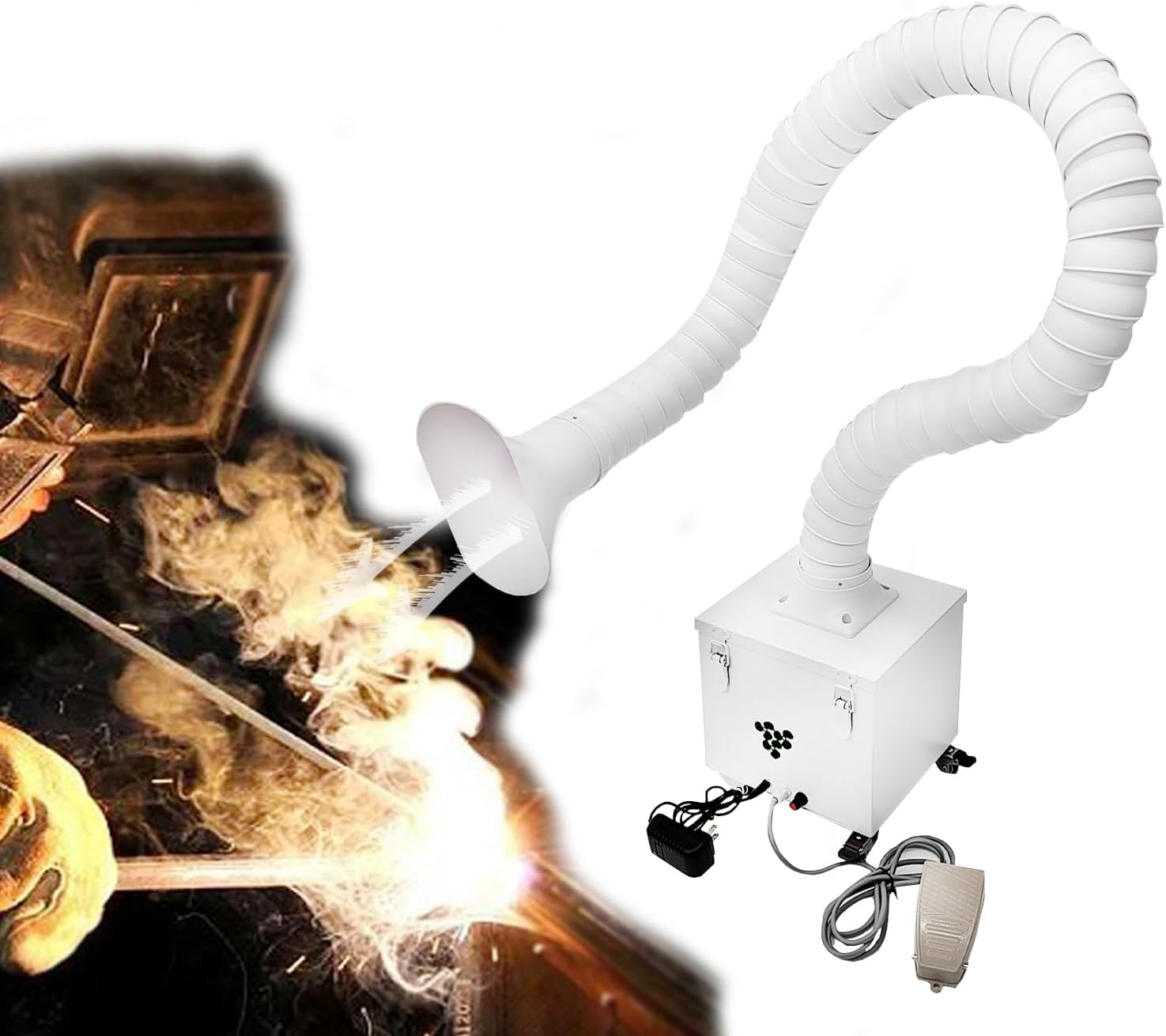 Solder Fume Extractor Small Welding Extractor Mobile Welding Smoke Absorber with 3 Stage Filters for Soldering Laser Engraving Marking