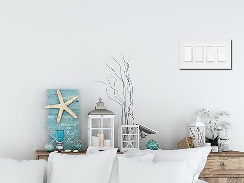 Miniatura 5 de Luca - Cubierta de pared de metal para interruptor de luz cuádruple, paquete de 2 unidades, blanco de 4 segmentos, para interruptor de atenuación de