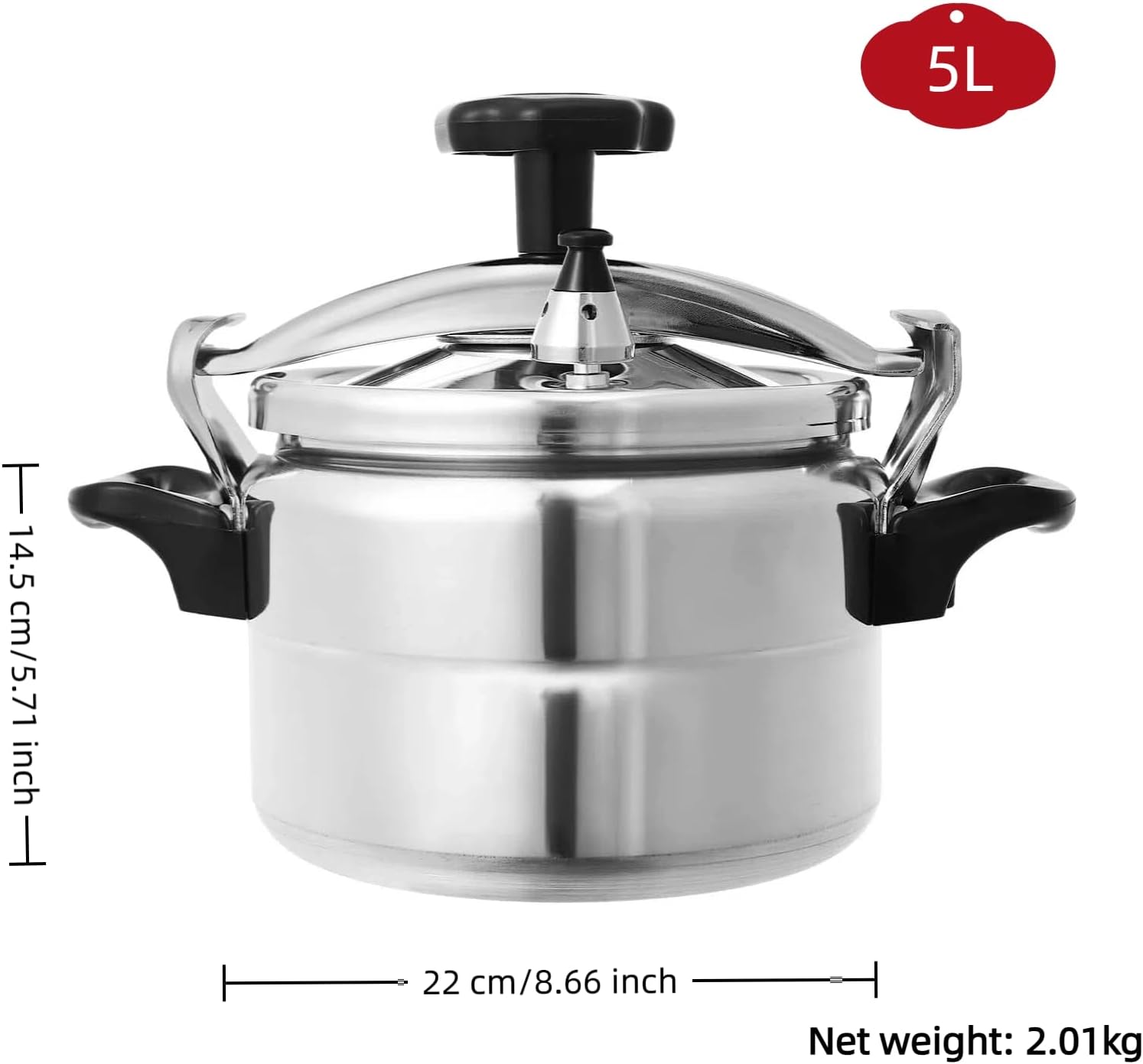 Heavy-Duty Aluminum Pressure Cooker & Canner, 3.17-15.85 Quart, Easy-Open Lid, Safety Valve, Reinforced Handles – Perfect for Large Kitchens & Restaurants (5.28qt)