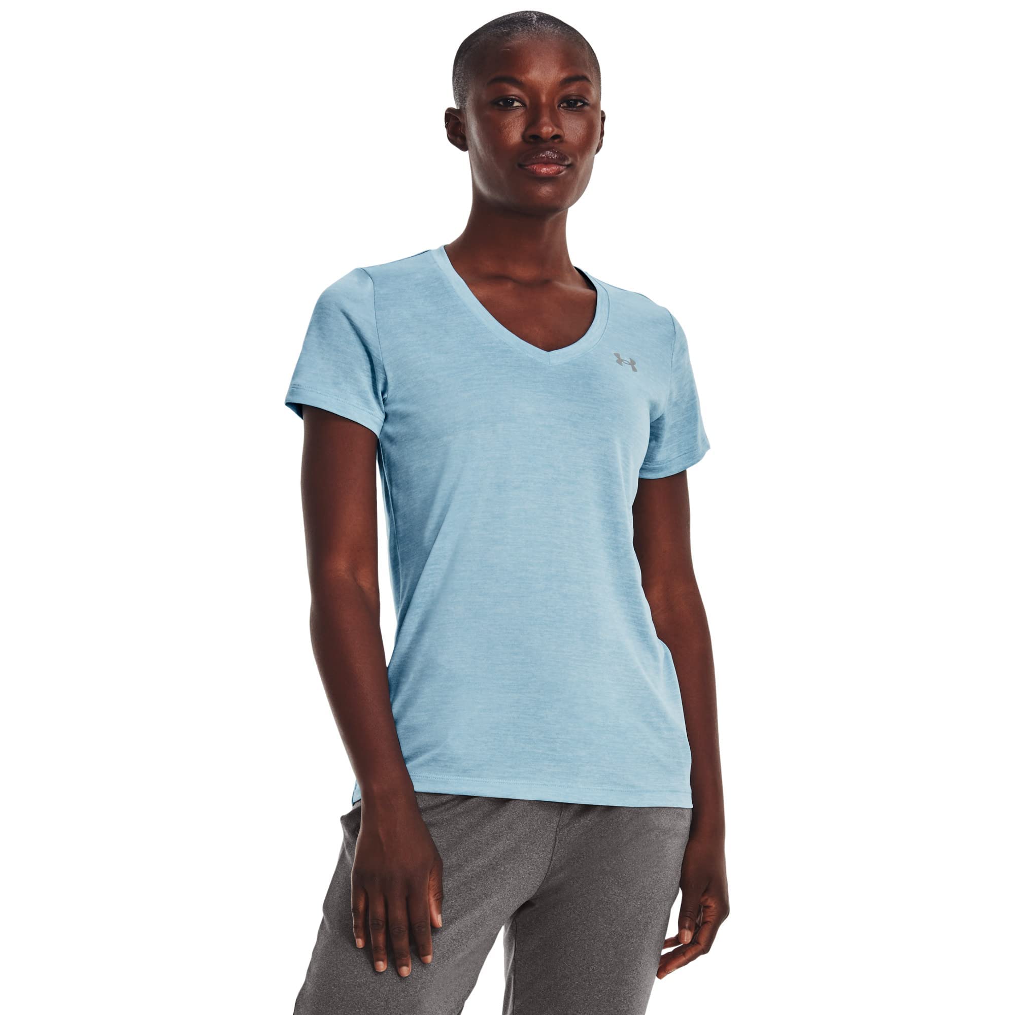 Womens Tech V-Neck Twist Short-Sleeve T-Shirt