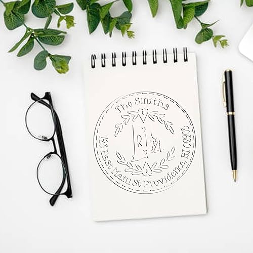 Miniatura 30 de Round State Love - Sello de dirección de devolución para Texas, uso con almohadilla de sello, mango de madera, sello de dirección de Texas