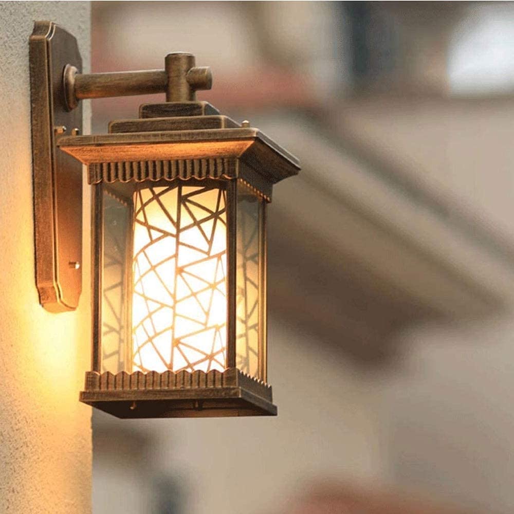 HLTYGWX Klasyczna wodoodporna kinkiet E27, odlewana ciśnieniowo aluminiowa latarnia ścienna Przemysłowa antyczna oprawa oświetleniowa ścienna Dziedziniec Patio Brama na ganku Krajobrazowe reflektory