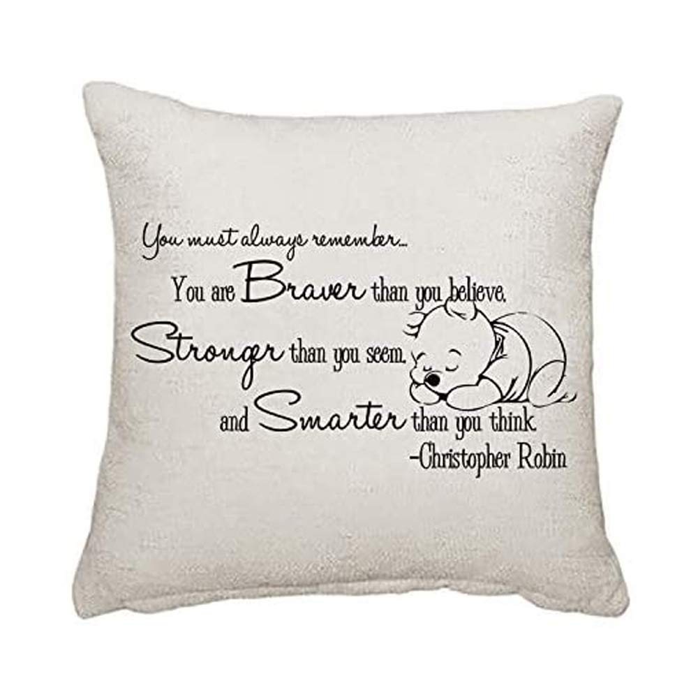 You Are Braver Than You Believe Linen Cushion Cover-Throw Pillow Cover