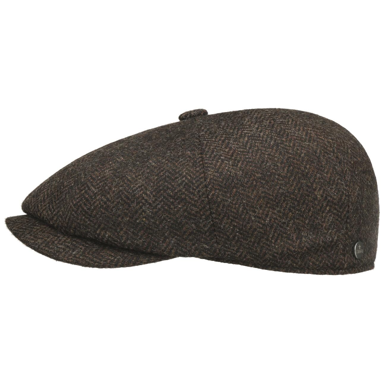 Lierys Carlsen Wool Herringbone Flat Cap Classic Made in EU Men Autumn Winter Brown