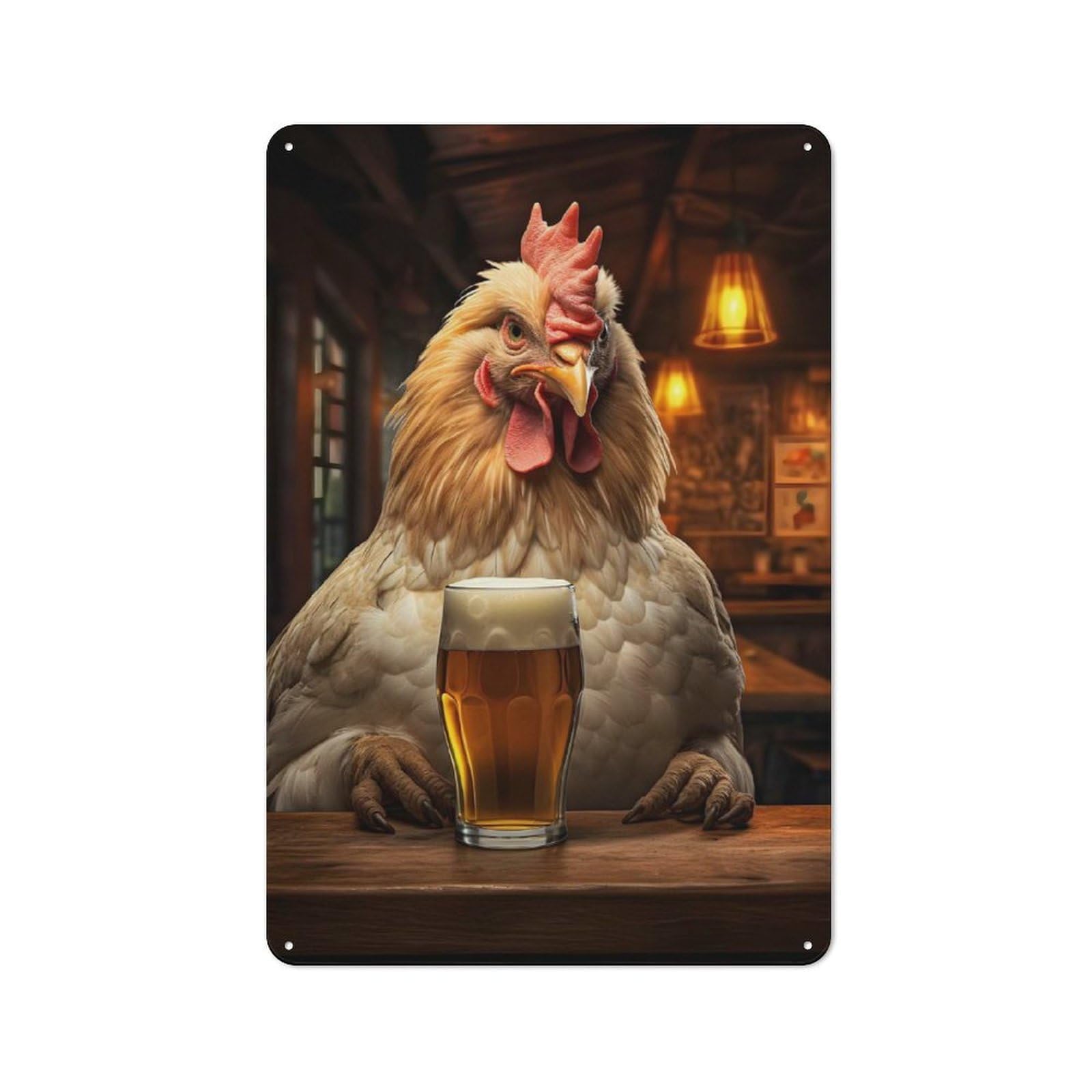 Junmoney Feathered Cheers For Café Or Restaurant, Vintage Metal Sign 30X20cm, For Vintage Wall Decor Fans, For Cafés, Pubs And Restaurants