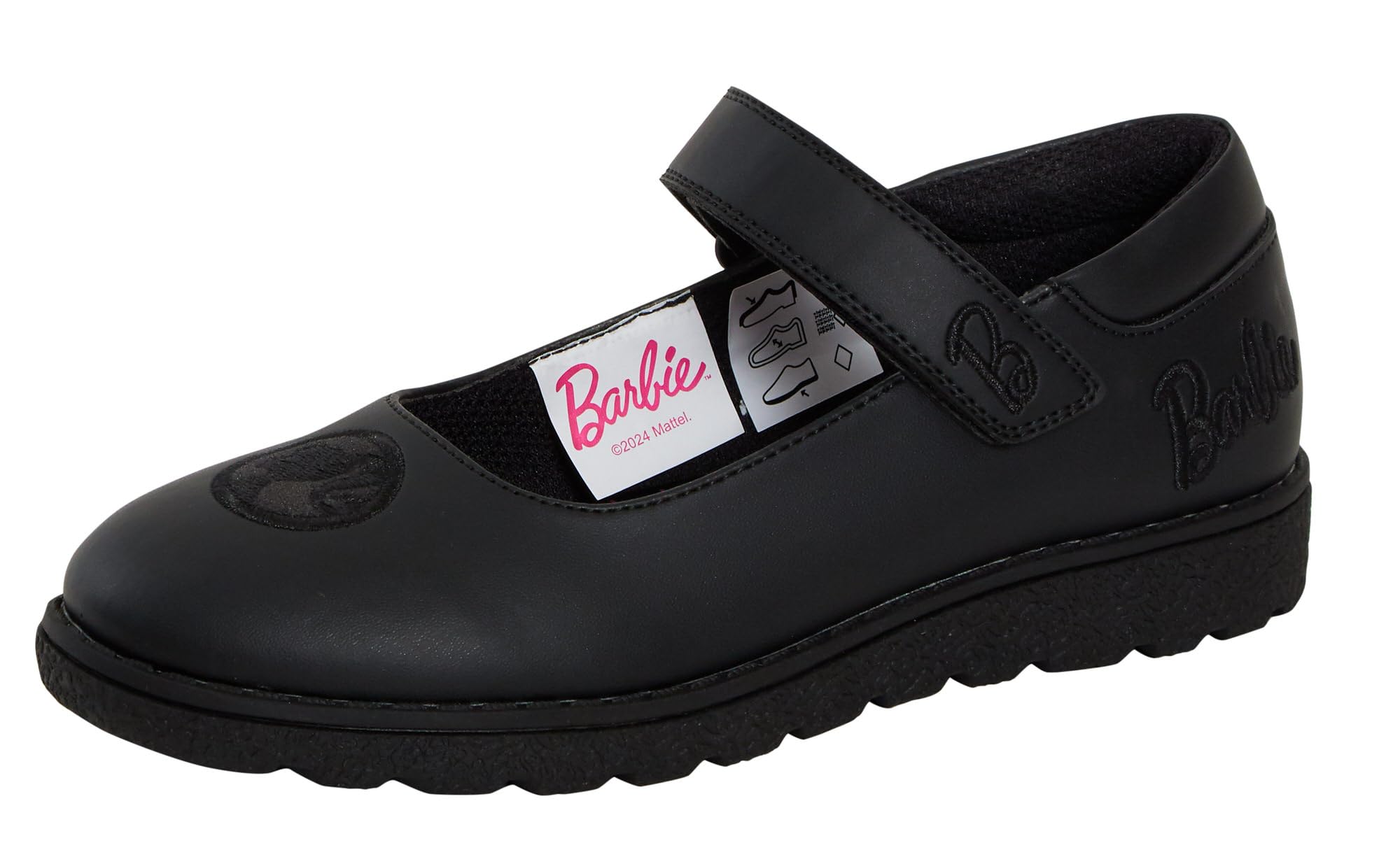 Barbie Scuola Scarpe Bambine Nero Opaco Chiusura Facile Suola Resistente Mocassini per Scuola