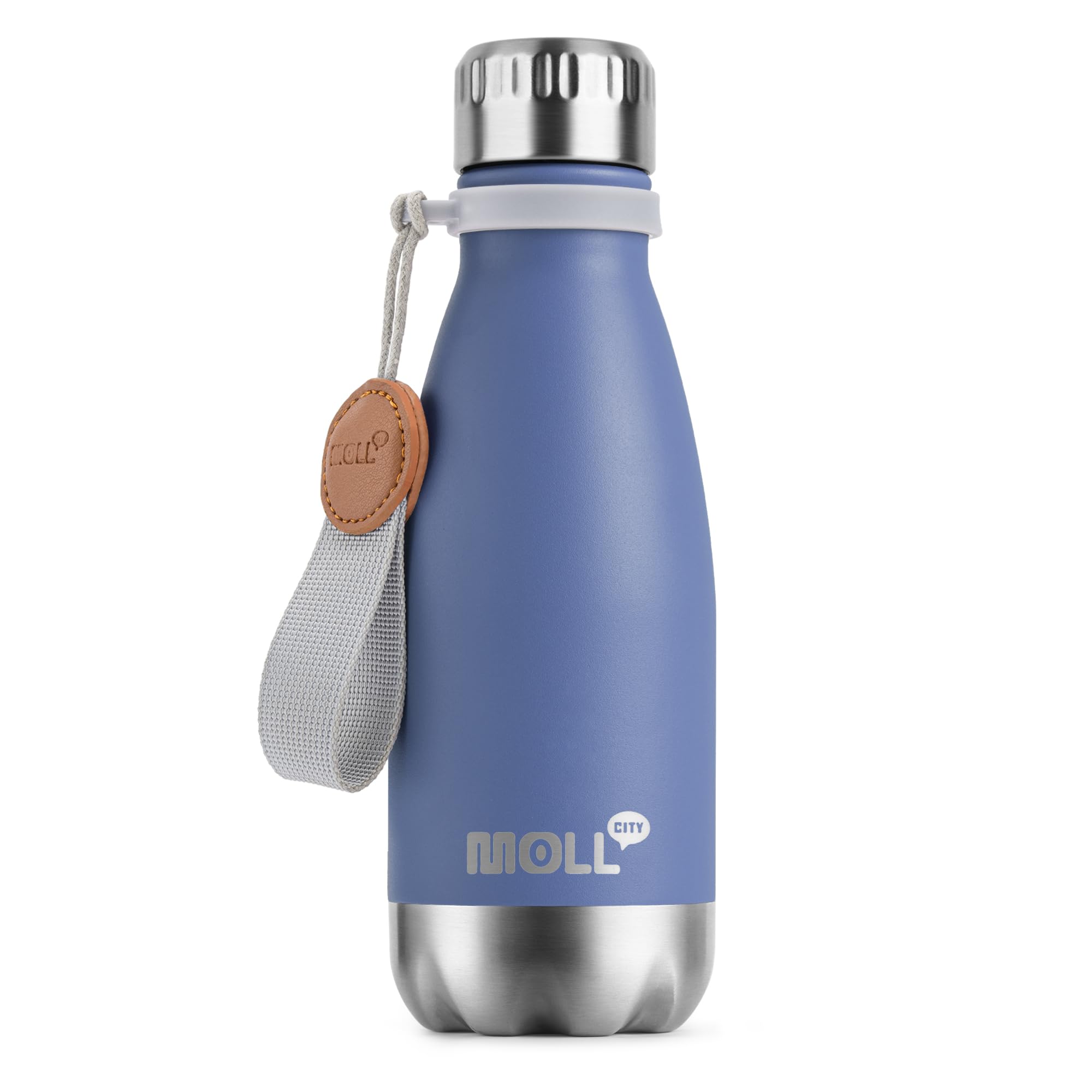 Mollcity Kids Water Bottle for School-9 oz Stainless Steel Double Wall Vacuum Insulated Sports Water Bottle Reusable Metal Leak Proof Cola Shape Flask for Girls(Royal Blue)