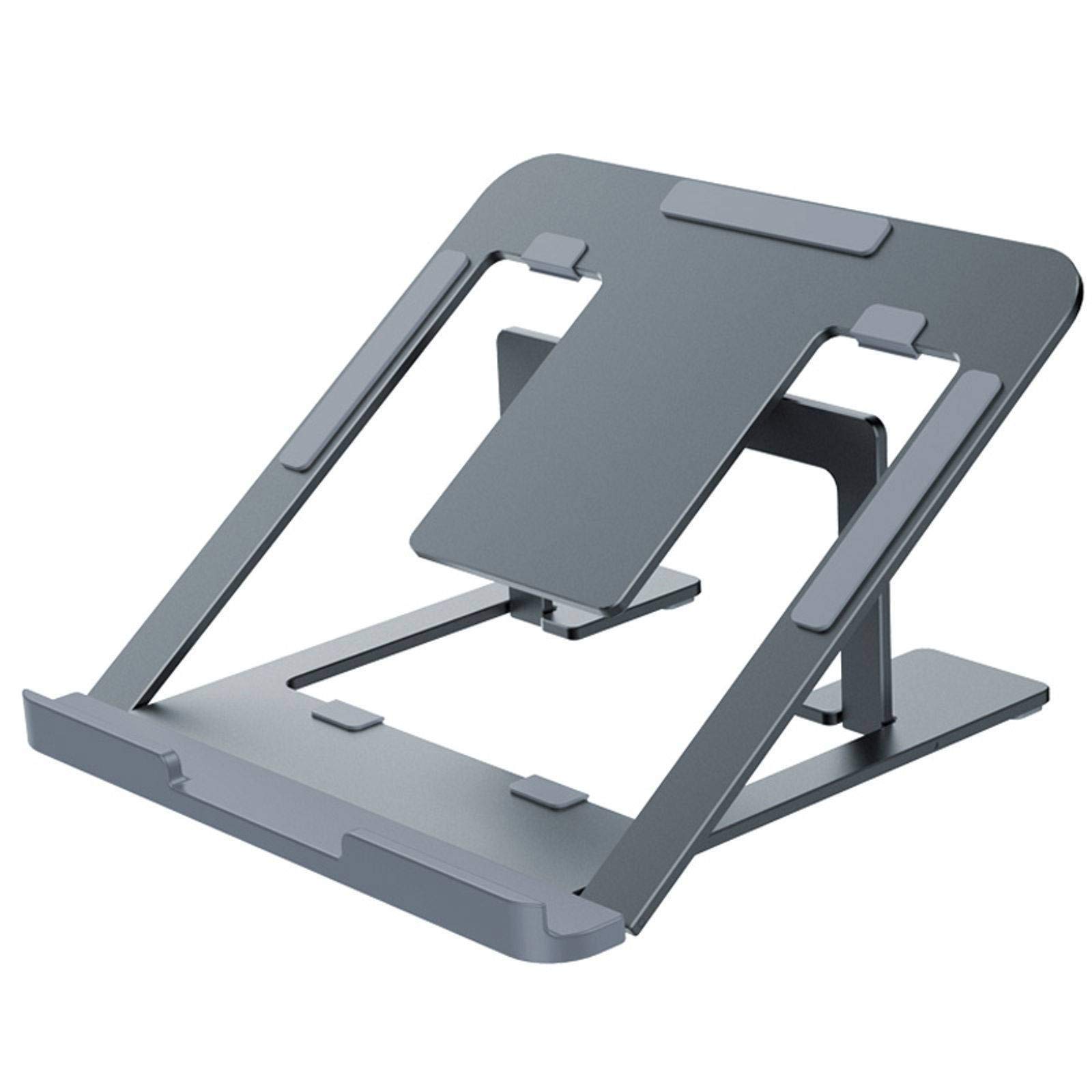Supporto per Laptop, Supporto per Laptop ventilato Pieghevole in Alluminio Supporto per Notebook ergonomico Portatile Regolabile Adatto per Laptop da 10-15,6 Pollici-Grigio
