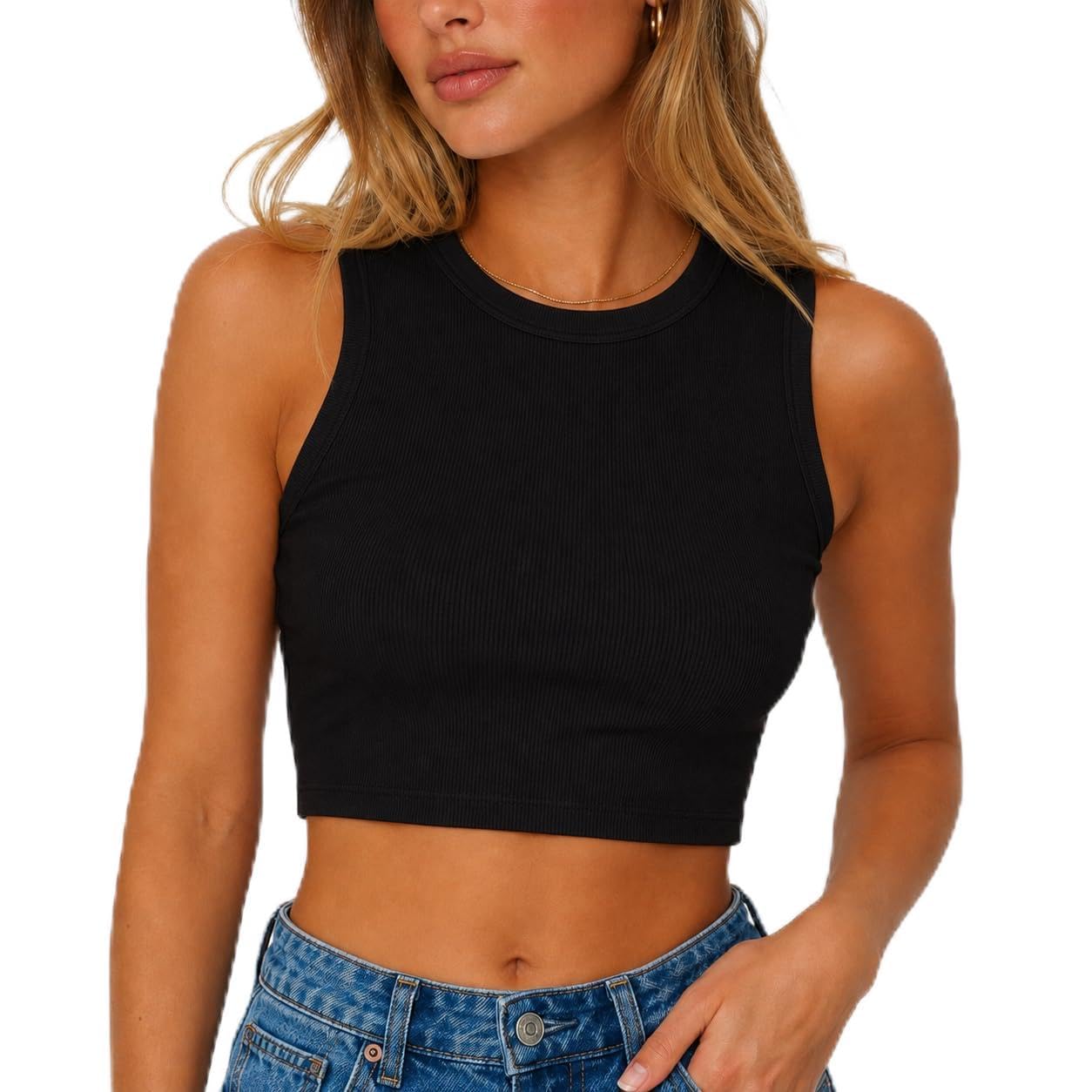 Combed Cotton Women's Crop Tank Top | Crop Top | Black-image-45