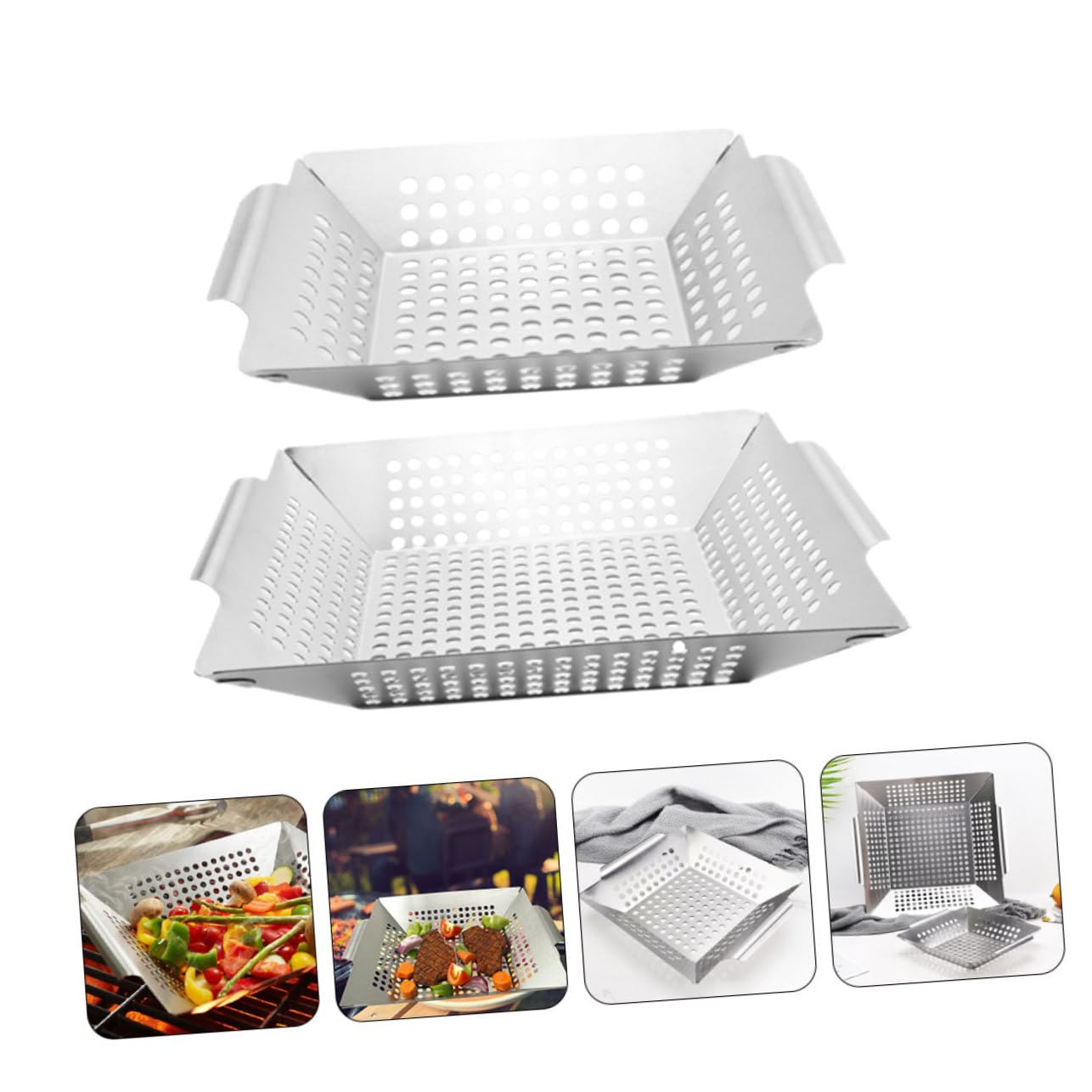 POPETPOP 2pezzi Grigliata Inossidabile Per Bbq Multifunzionali Per Grigliate All e Picnic