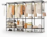 Arara Sapateira Cabideiro Multiuso com 4 Colunas e 10 Prateleiras – Armário Organizador de Roupas e Sapatos para Quarto e Closet, Estrutura Reforçada e Montagem Fácil