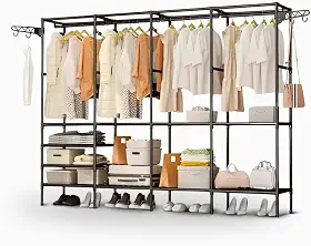 Arara Sapateira Cabideiro Multiuso com 4 Colunas e 10 Prateleiras – Armário Organizador de Roupas e Sapatos para Quarto e Closet, Estrutura Reforçada e Montagem Fácil