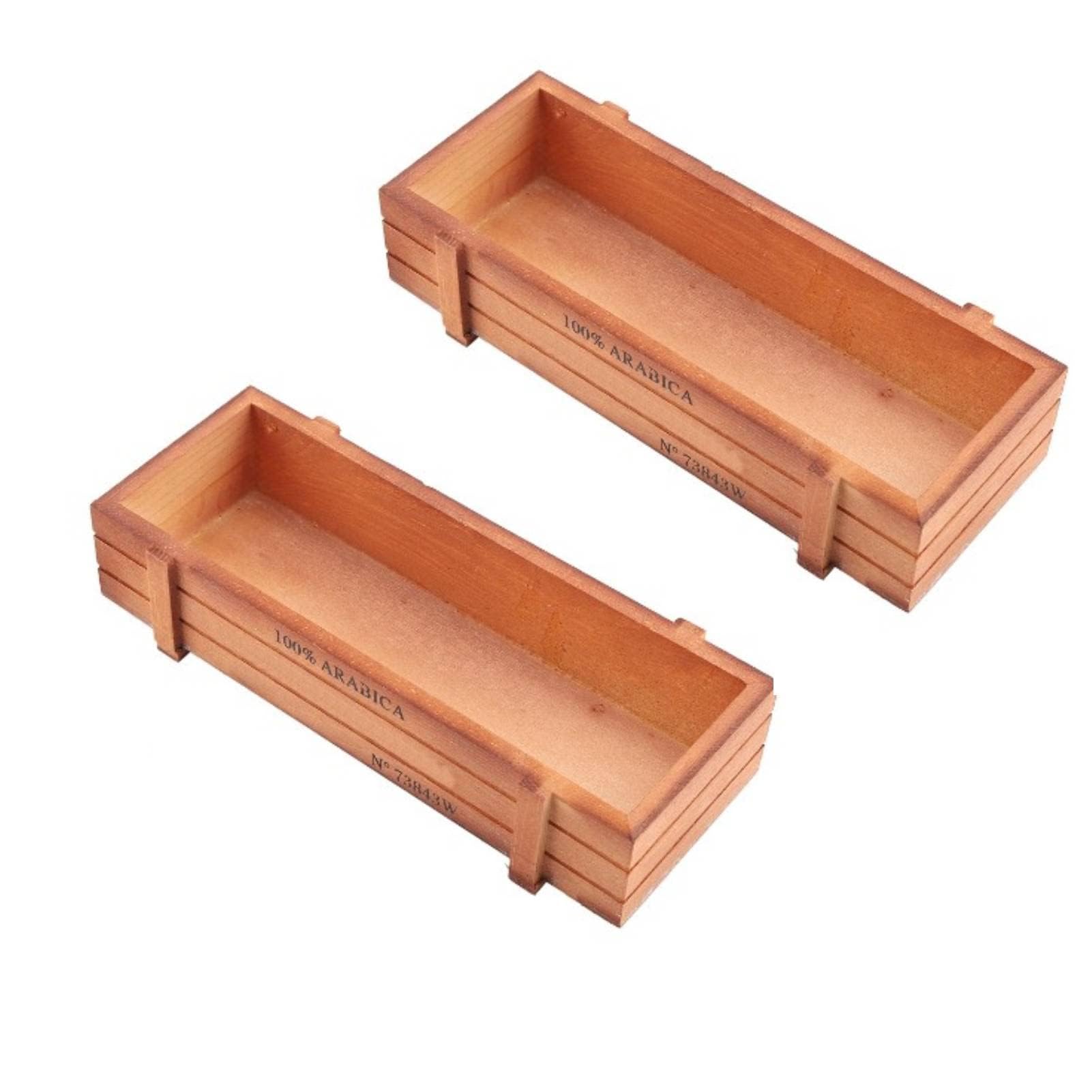 2PCS Wood Planter Box, Rectangle Wood Rustic Flower Boxes Windowsill Planter Cactus Succulent Box for Home Outdoor 22.7 * 10 * 4.8cm/8.9 * 3.9 * 1.9in
