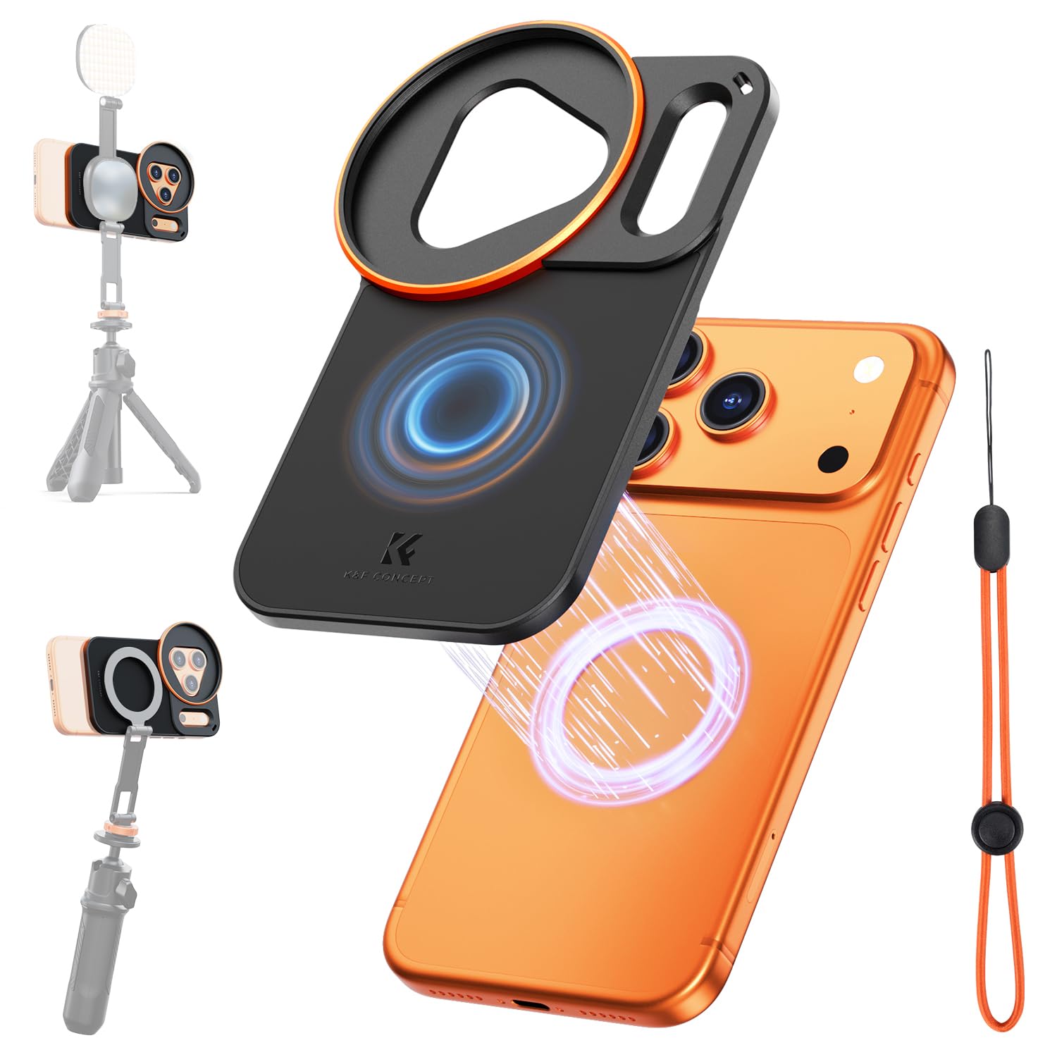 K&F CONCEPT Adattatore di Supporto per Filtro di Lente Magnetico a Doppio Lato, Compatibile con iPhone 17 Pro e Filtri a Filettatura 58mm, Supporto per Filtro di Telefono (Filtro Non Incluso)