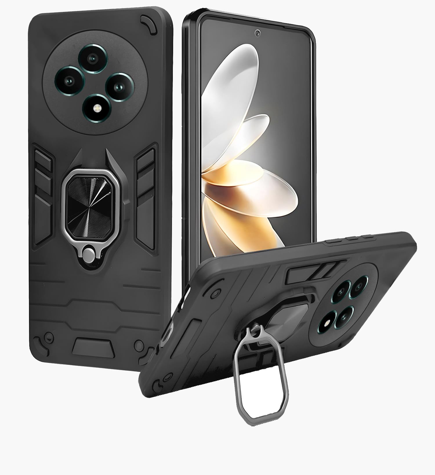 A rtistque Armor Bumper Back Case Cover for Oppo F27 Pro Plus 5G | Stylish Ring Holder & Inbuilt Stand | Shockproof TPU Protective Design | 360 Degree | Oppo F27 Pro Plus 5G Back Cover - Black (B0D9873B9B) Amazon Price History, Amazon Price Tracker