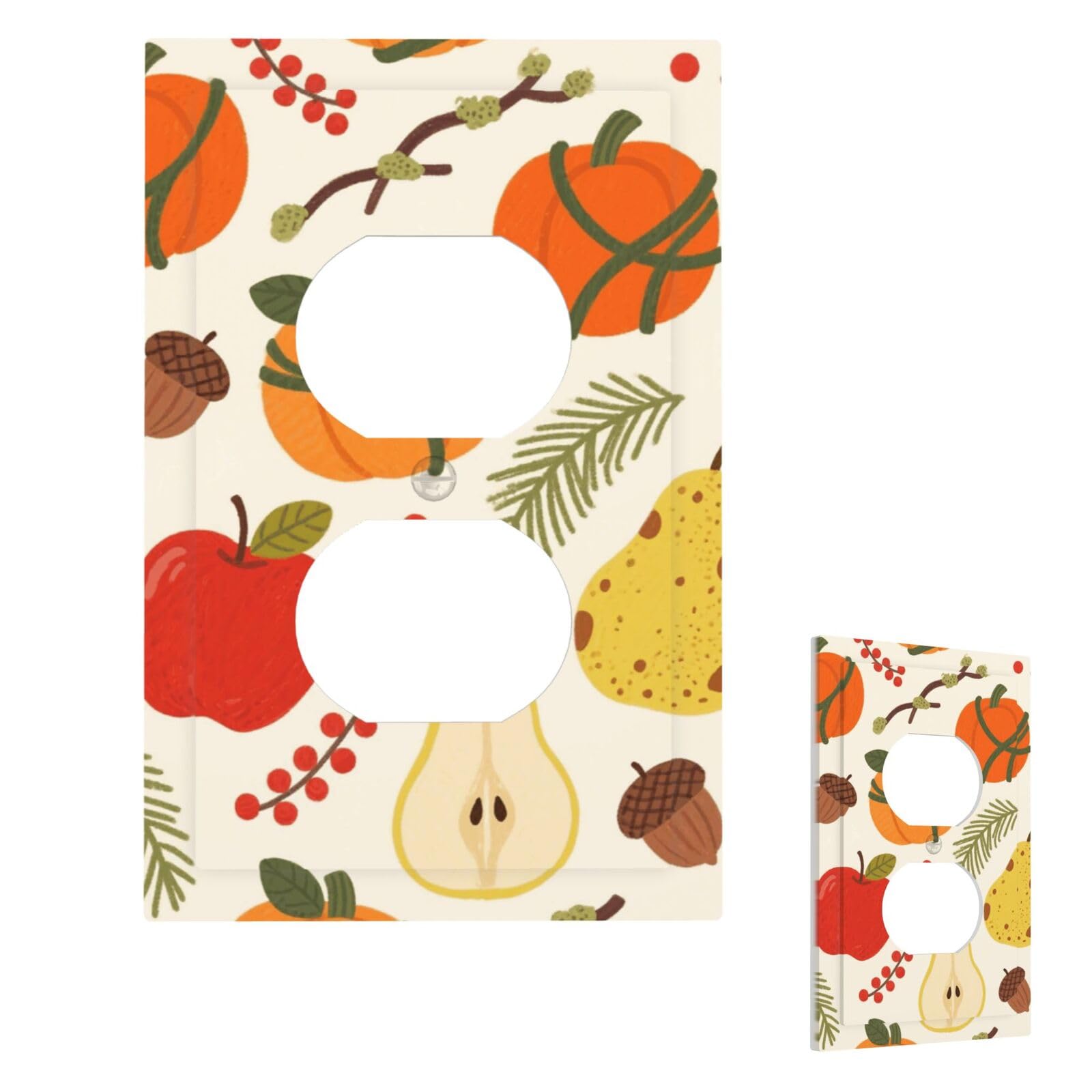 Maple Leaves And Pumpkins Wall Plate Cover Modern Decorative 1 Gang Light Switch Cover Unbreakable Receptacle Outlet Covers For Living Room Bedroom Home Decor Duplex