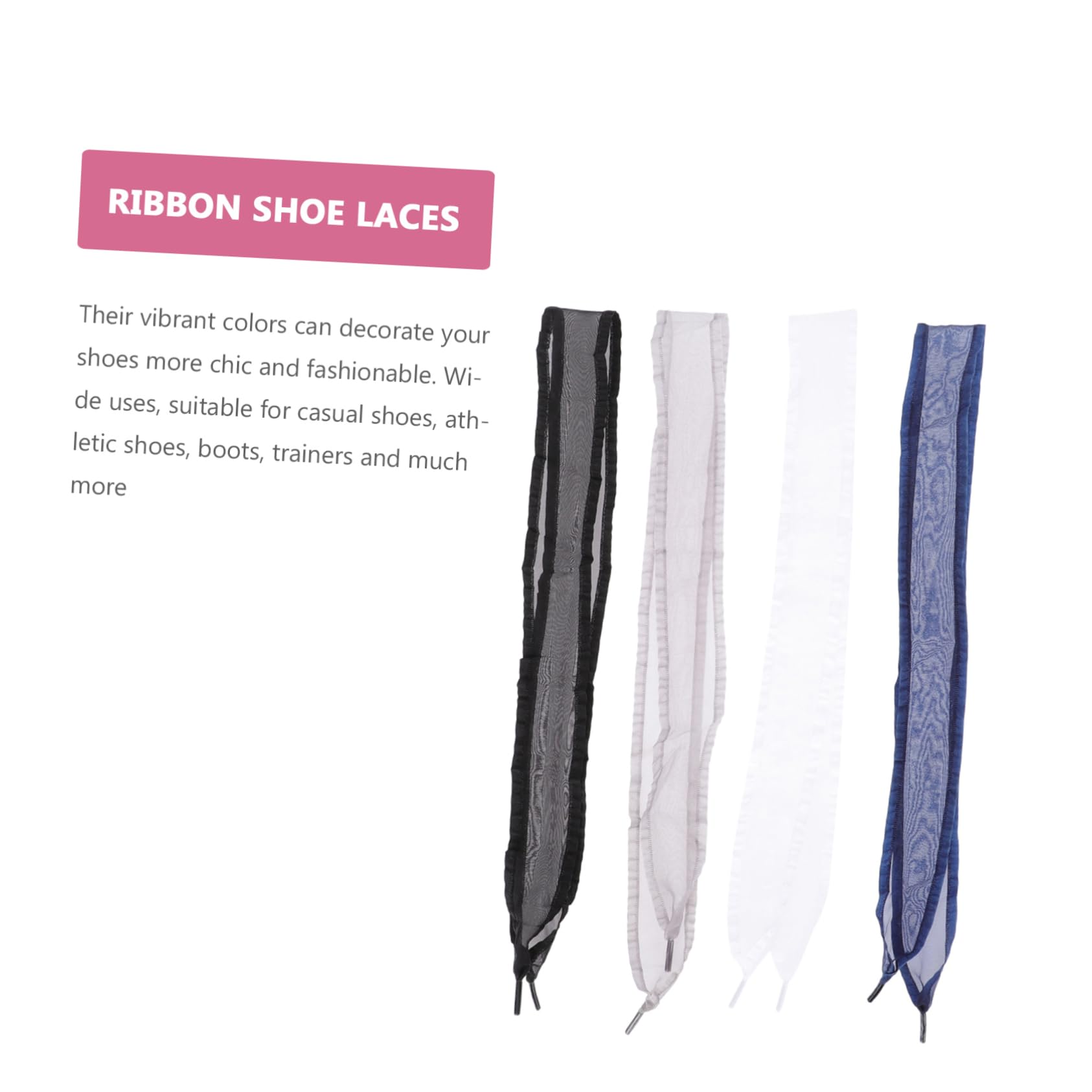 24paires Lacets Chiffon Lacets à Ruban Pour Sneakers Parfaits Pour Femmes Et Filles