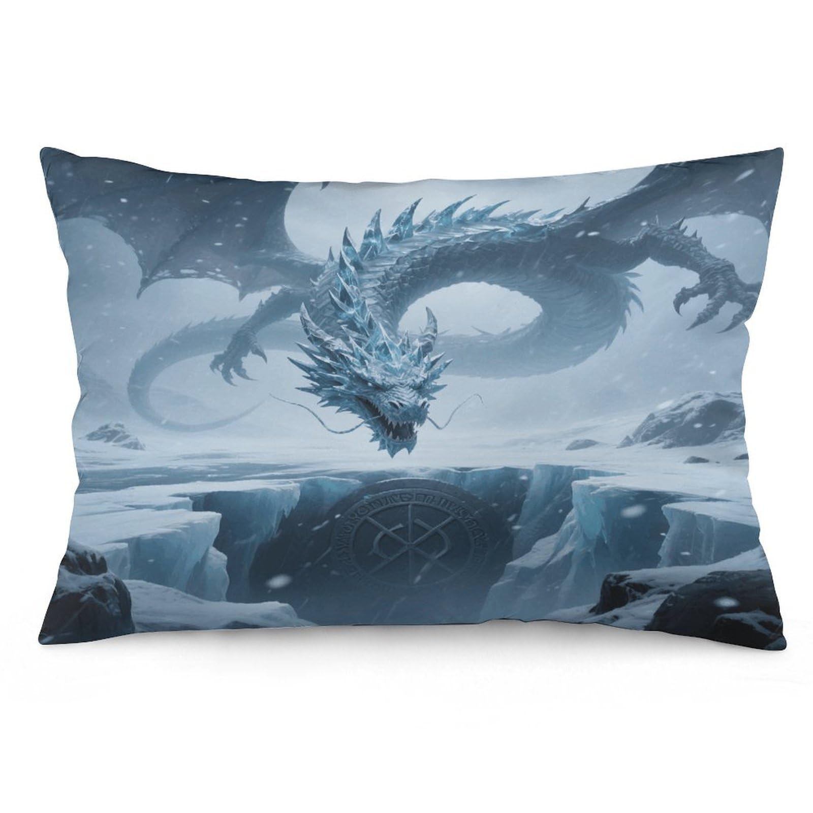 Ice Dragon Throw Pillow Cover Soft Pillow Case Decorative Lumbar Pillow Cover Cozy Throw Pillowcase Polyester Rectangular Cushion Case Decor for Couch Sofa Bed