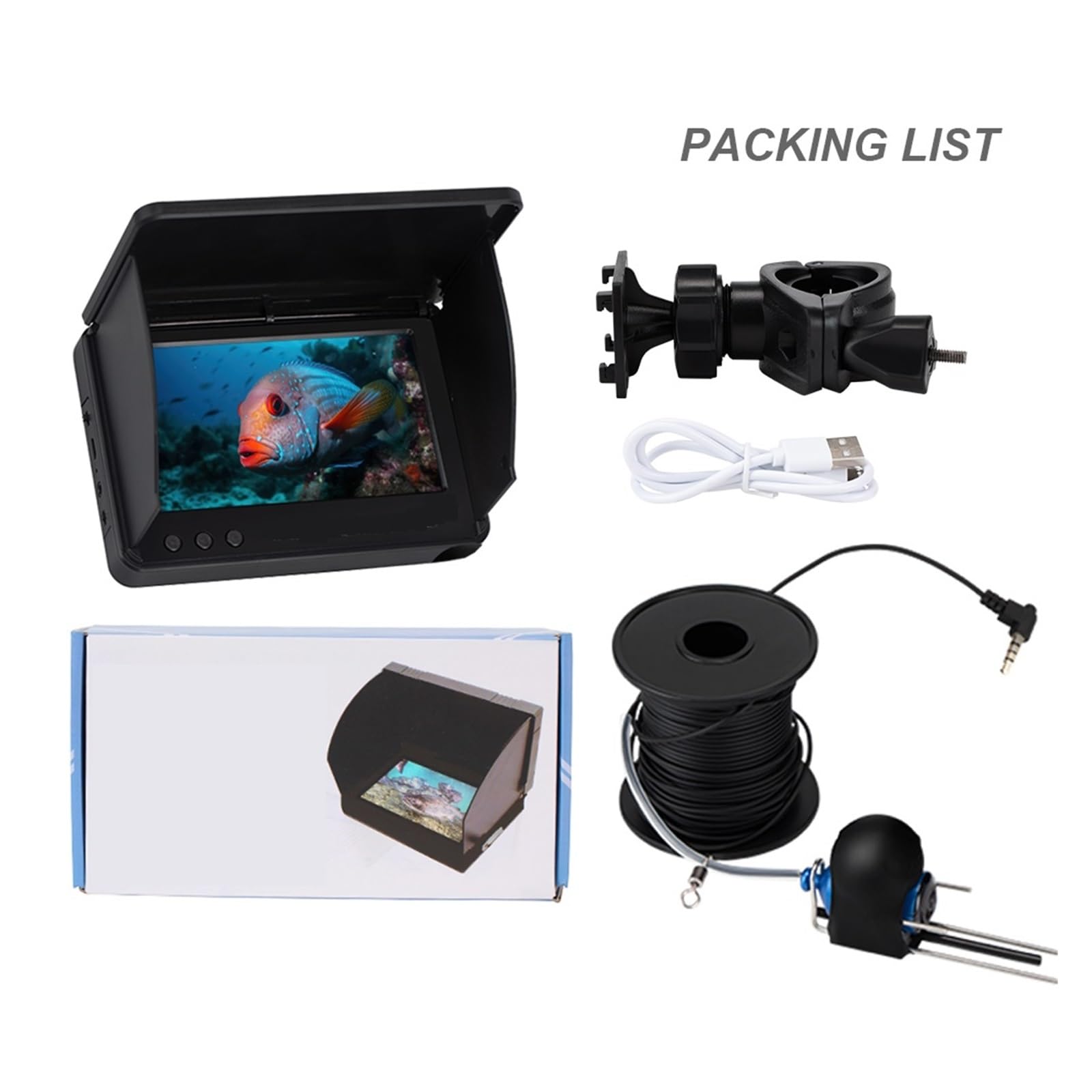 Cámara de Pesca Buscador de peces vídeo portátil, cámara submarina for pesca en hielo, pantalla LCD 4,3/5,0 pulgadas, visión nocturna for luces(30m 4.3 plastic box)