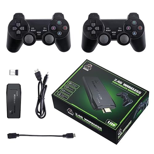 SATIDI Wireless Retro Gaming Console, Plug and Play with 20000+ Built-in Classic Games, 4K HD HDMI Output for TV, Includes Dual 2.4G Wireless