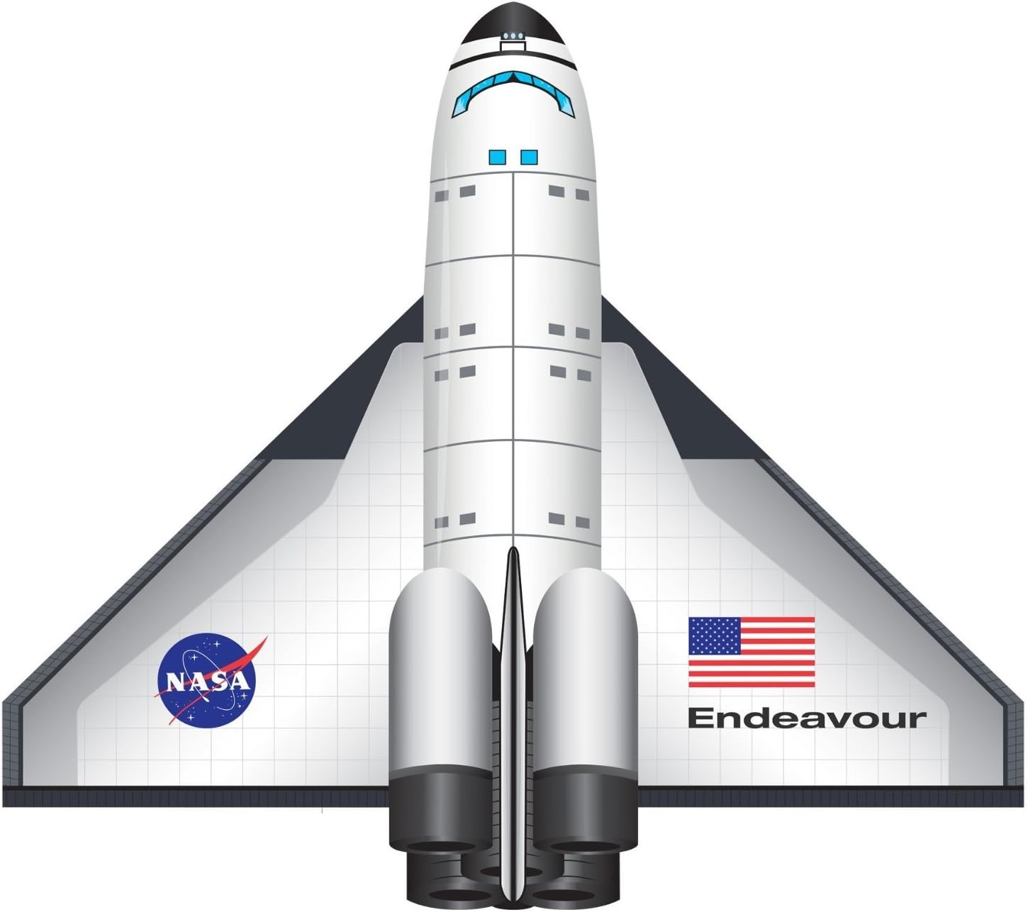 WindNSun FlightZone SpaceShuttle Endeavour Nylon Kite, 52 Inches Wingspan