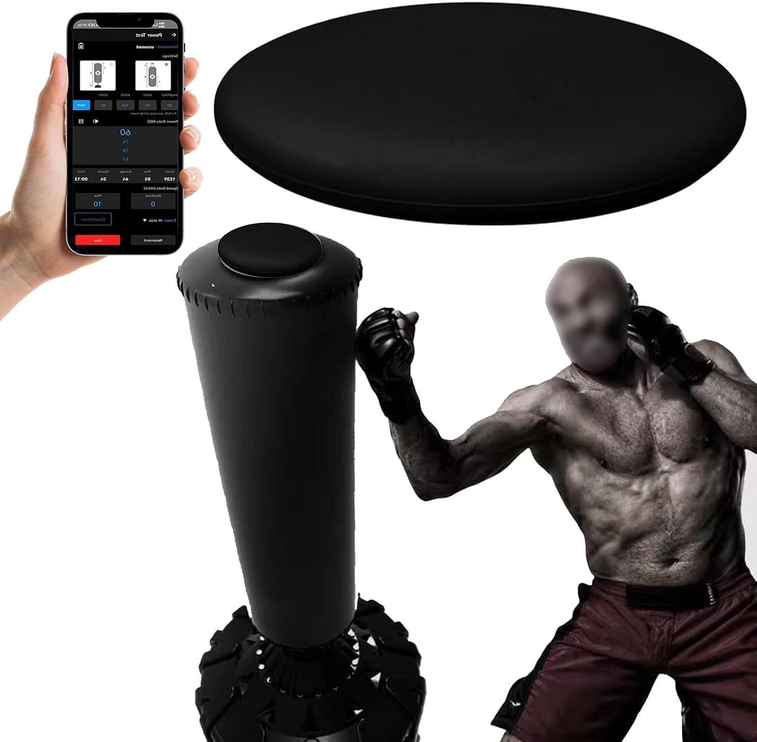 Smart Force Tracker per sacco da boxe, analizzatore di velocità e potenza, avvisi vocali in tempo reale e grafico delle forme d'onda|Sensore a 6 assi per sacco pesante (20 kg+), durata della batteria