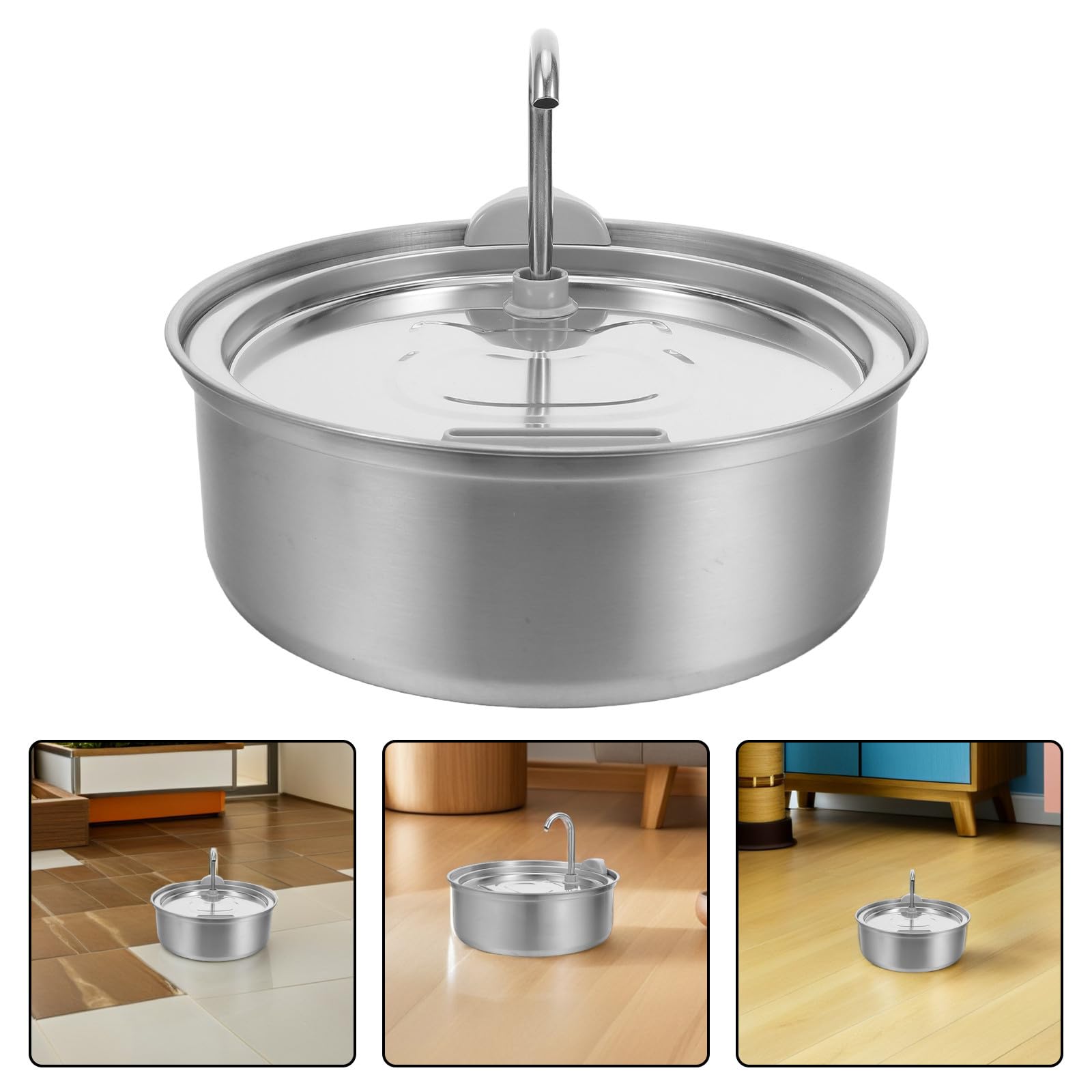 STOBAZA Fuente de Agua para Gatos de Acero Inoxidable con Bomba Ultrasilenciosa y Filtración Multilayer para Uso en Interiores Capacidad 3l Diseño Moderno