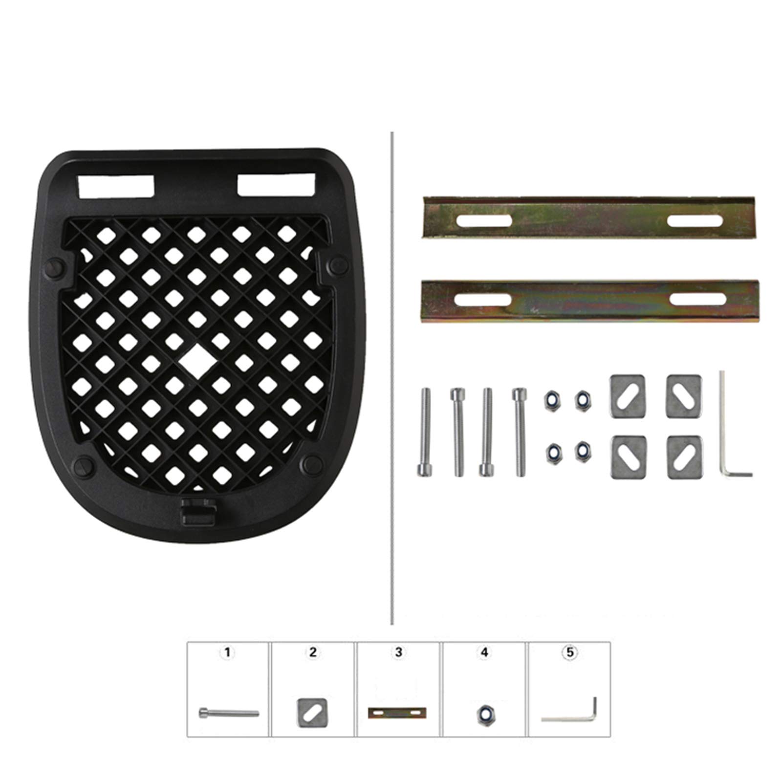 Coffre De Moto Top Case Scooter Quad Caisse De Queue Coffre Moto (Universel, 47 litres, pour Deux Casques, Max. 5 Kg,Matériel De Montage),Noir
